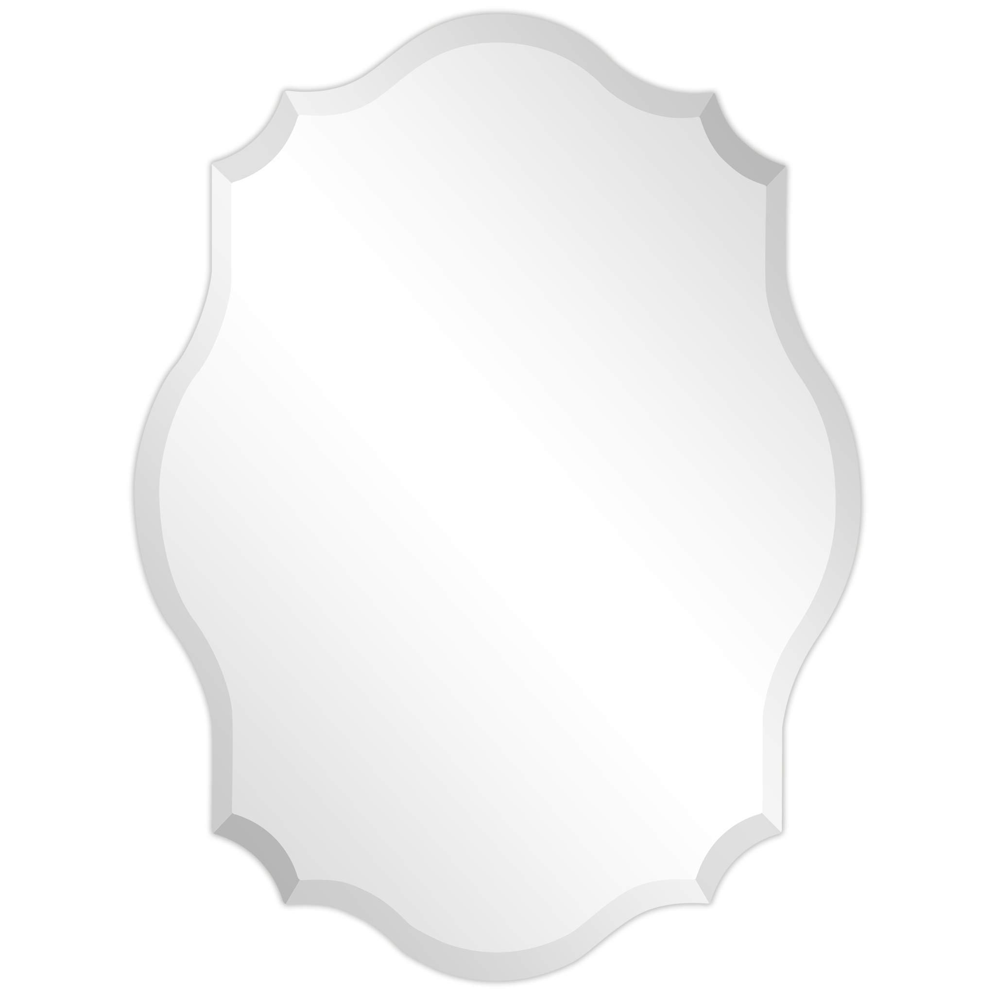 Empire Art Direct 30x40 Inch Frameless Prism Modern Wall Mirror - Oblong Scalloped Design with 1-Inch Beveled Edge - Perfect for Bathroom Vanity, Bedroom Decor & Living Room Wall Art