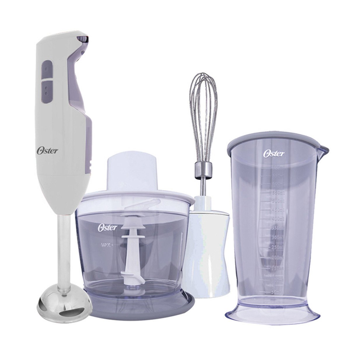 Oster 250W Turbo Hand Blender with Stainless Steel Shaft & Blades - Includes Whisk Attachment - Powerful Stick Mixer for Smoothies, Soups, Sauces & Baking - Ideal for Kitchen, Home Cooking & Meal Prep