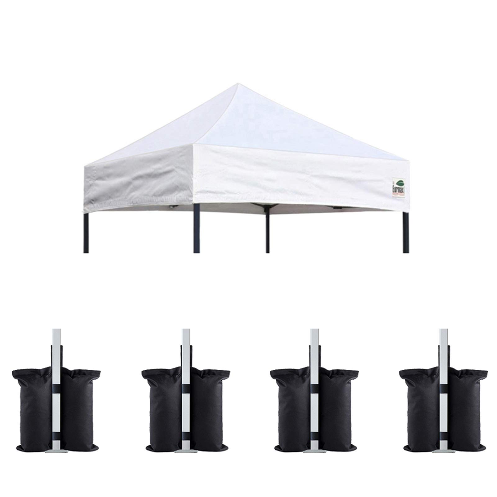 Eurmax USA 5x5 White Replacement Canopy Tent Top Cover for Pop Up Canopy - Bonus 4PC Weight Bag Included - Perfect for Outdoor Events, Beach Parties, and Camping