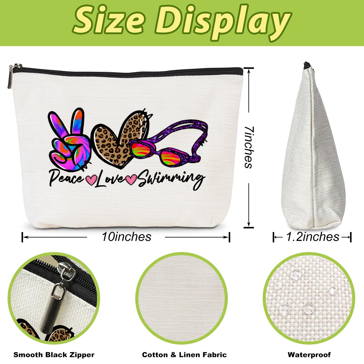 Funny Swimming Gifts for Women - Swim Team & Coach Gifts - Waterproof Cosmetic Makeup Bag - Perfect for Swimmers, Best Friends, Sisters & Moms - Great for Birthdays, Graduation, Mother's Day - Ideal for Pool Parties, Beach Trips & Swim Meets