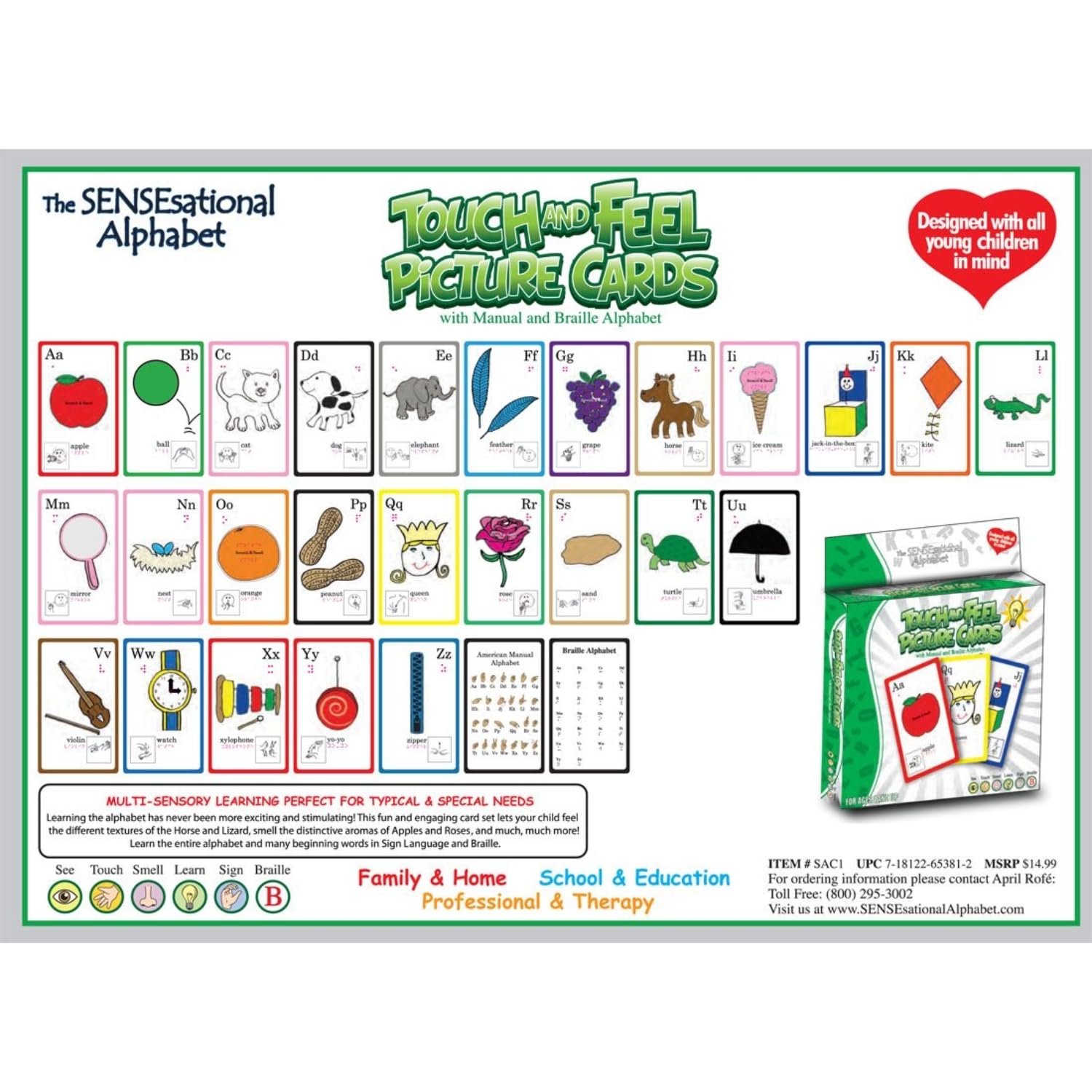 Sensory Alphabet Touch & Feel Flash Cards - Multi-Sensory Learning Cards with ASL & Braille for Kids & Adults - Perfect for Therapy, Inclusive Education & Early Childhood Development - Great for Classroom, Homeschool & Special Needs Learning Activities
