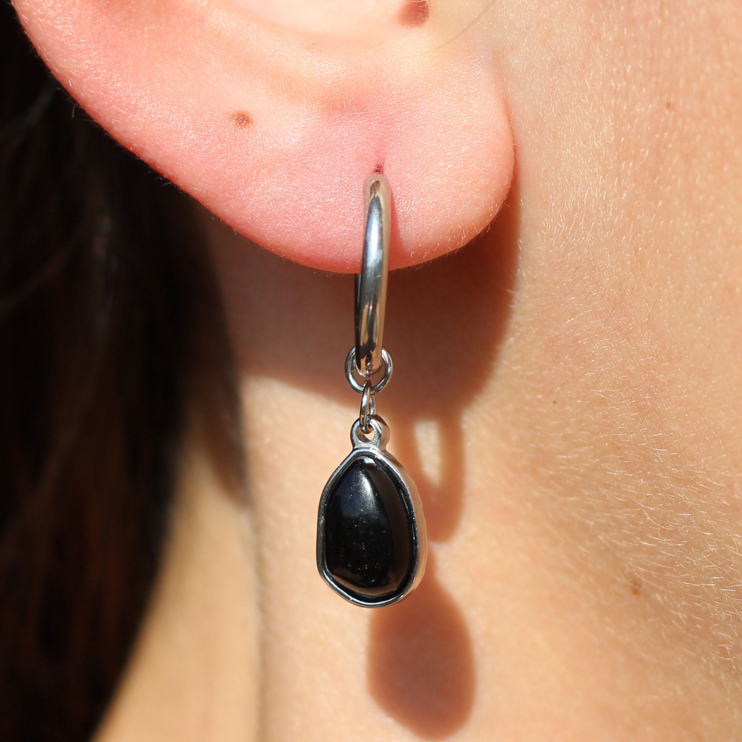 Elegant Obsidian Drop Earrings for Women - Handcrafted Black Stone Jewelry for Everyday Wear & Special Occasions