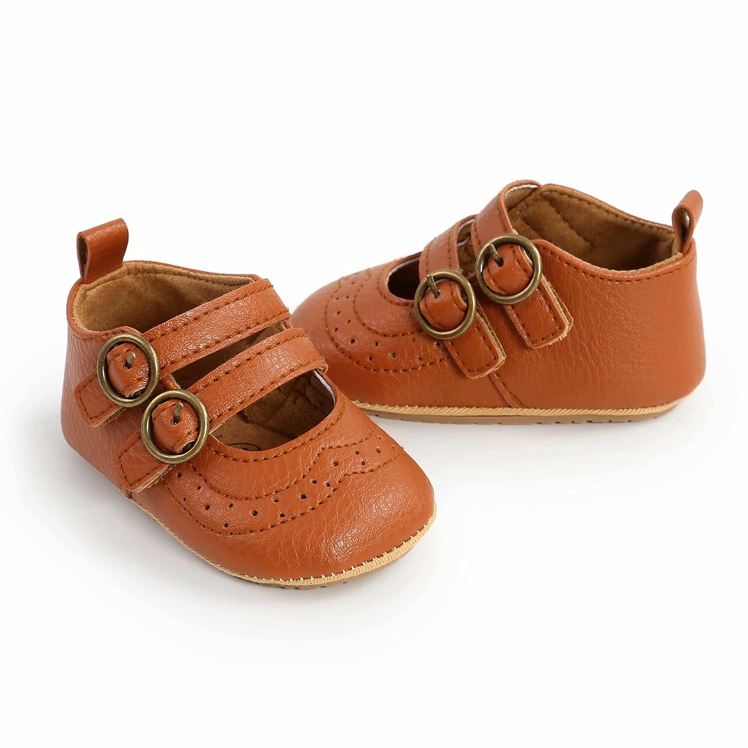 Non-Slip Baby Girls Mary Jane Flats - Soft Rubber Sole First Walkers Shoes for Toddlers | Princess Dress Shoes for Special Occasions & Everyday Wear