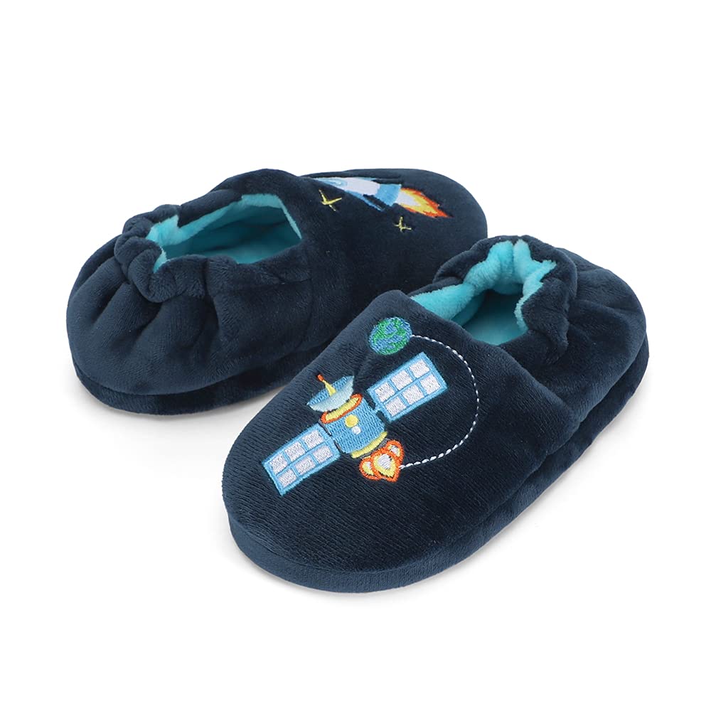 ESTAMICO Premium Soft Plush Slippers for Toddler Boys - Cartoon Animal Warm Winter House Shoes for Kids - Cozy Indoor Footwear for Playtime & Bedtime