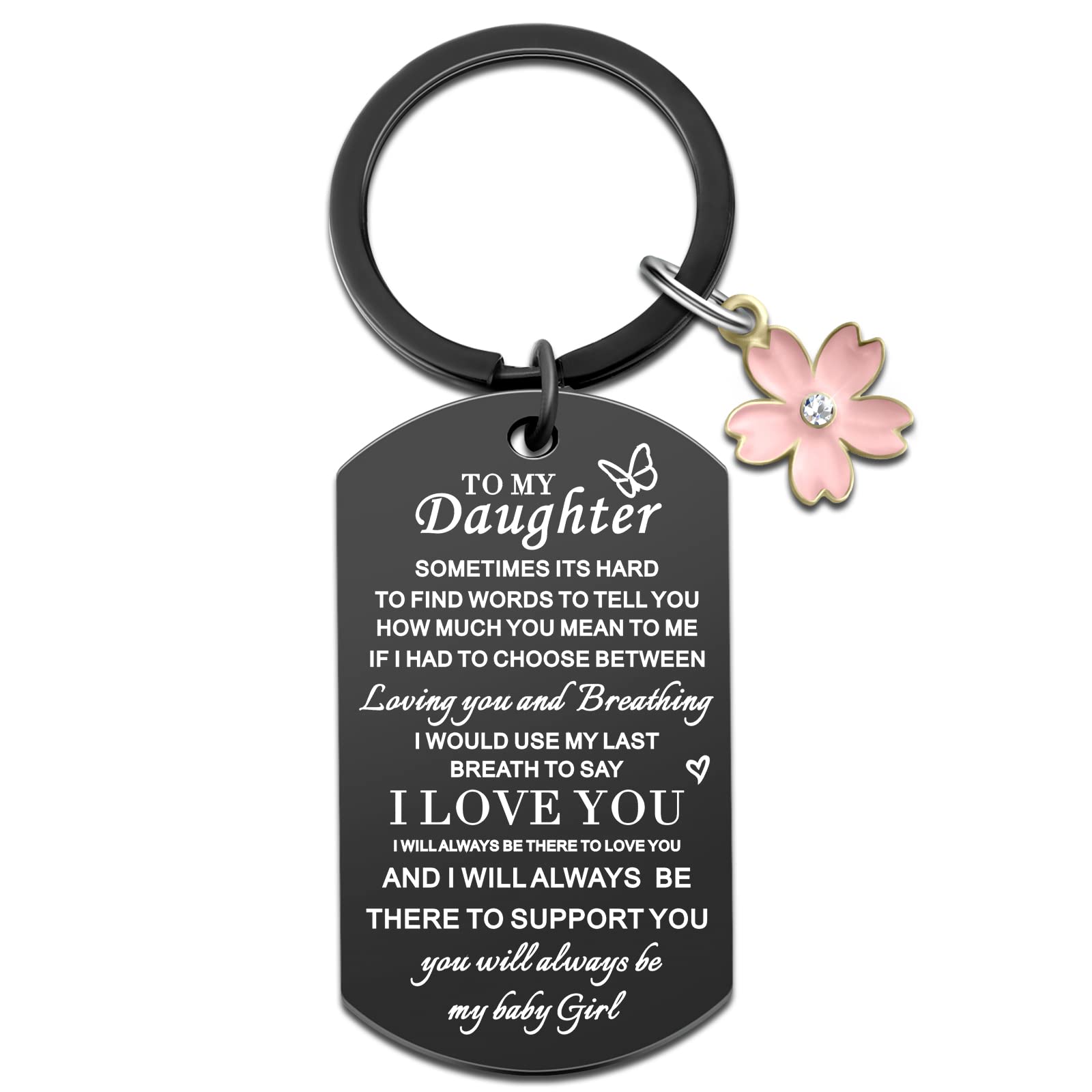 Personalized Daughter Keychain - Heartfelt Birthday, Graduation & Christmas Gift from Mom & Dad - Engraved Keepsake for My Girl - Perfect for Special Occasions & Everyday Carry