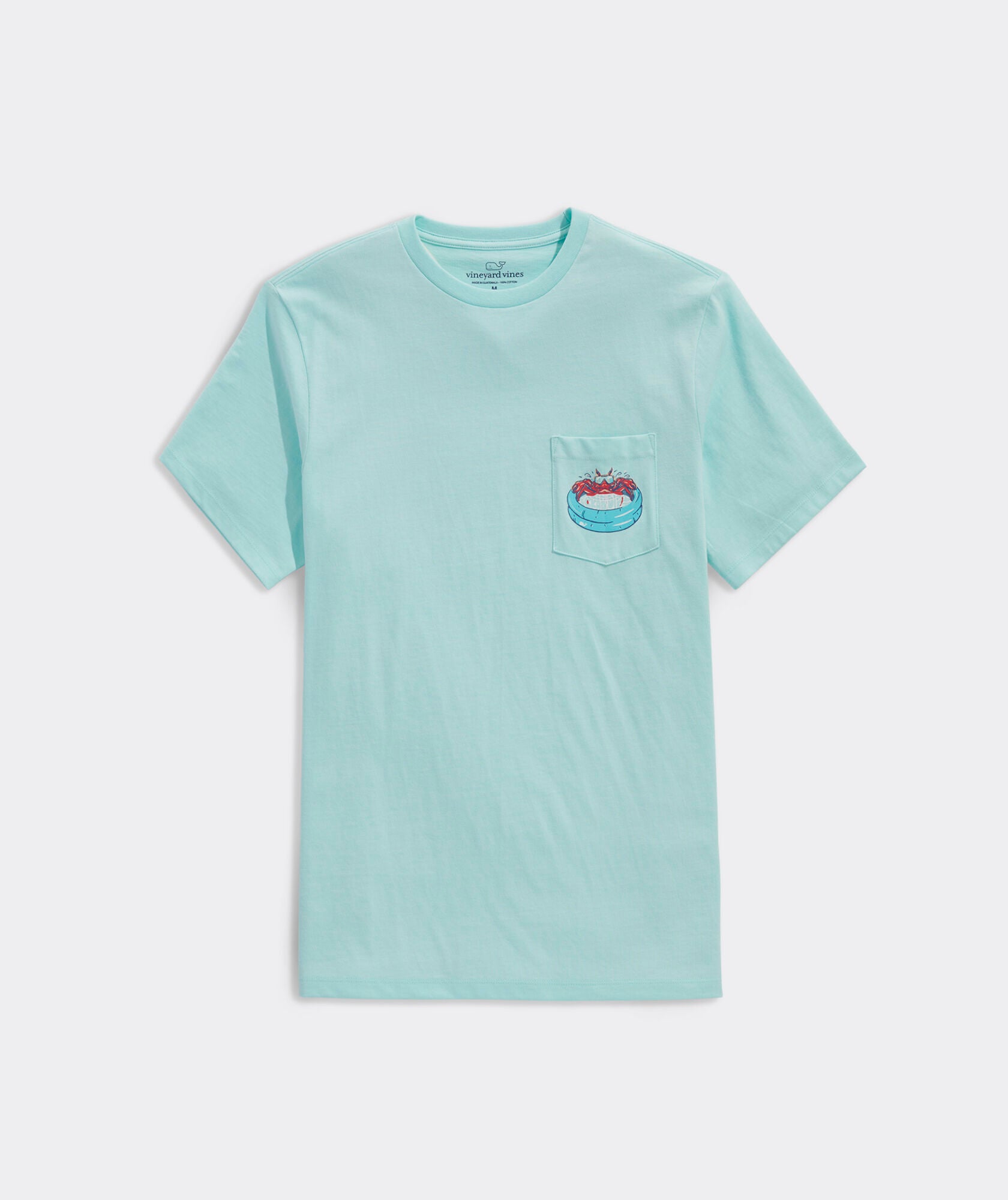 Crab Print Short Sleeve Pocket T-Shirt for Men - Casual Summer Graphic Tee with Chest Pocket for Beach, Vacation & Outdoor Activities