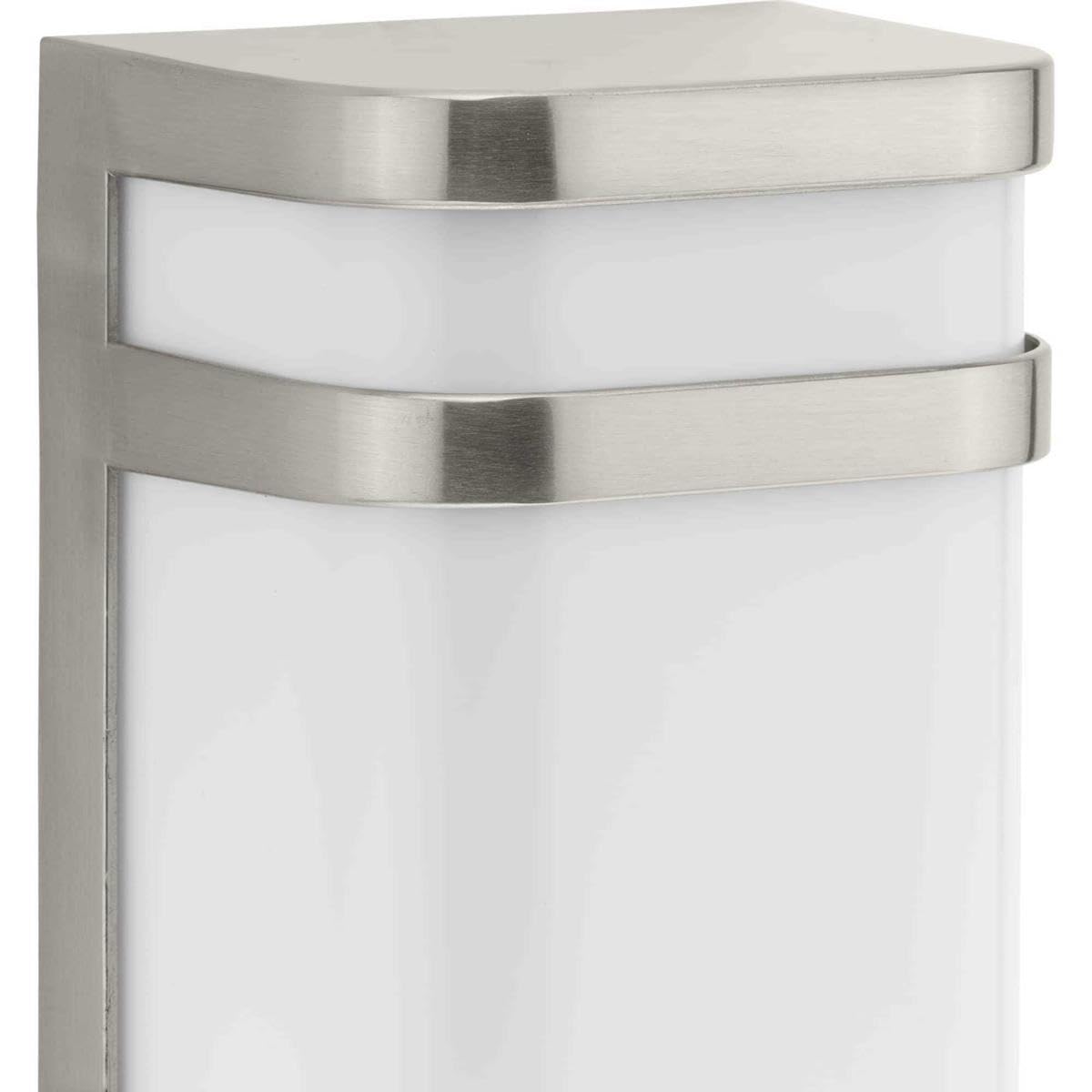 Progress Lighting Valera LED 1-Light Modern Outdoor Wall Lantern - Matte White Acrylic Shade, Brushed Nickel Finish - Perfect for Porch, Patio, and Entryway Lighting
