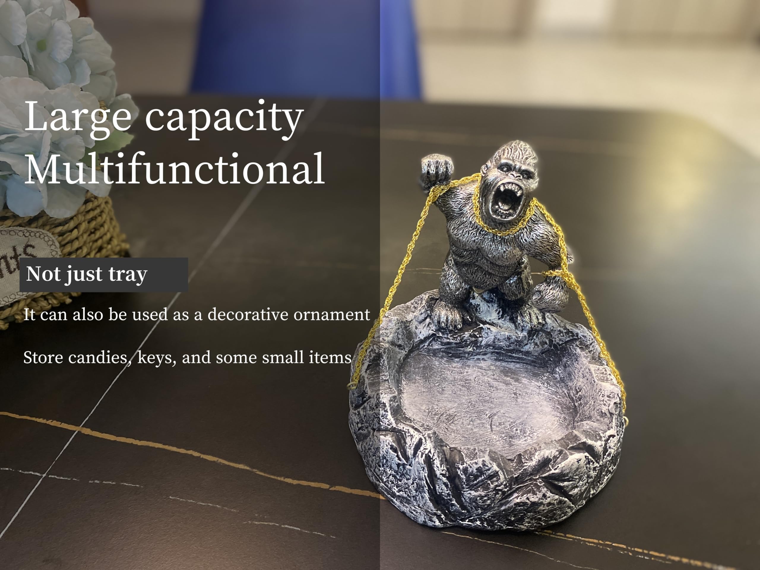 Unique Gorilla Sculpture Candy Bowl - Modern Office & Home Decor for Coffee Table, Shelf, Living Room - Perfect Gift for Animal Lovers & Art Collectors