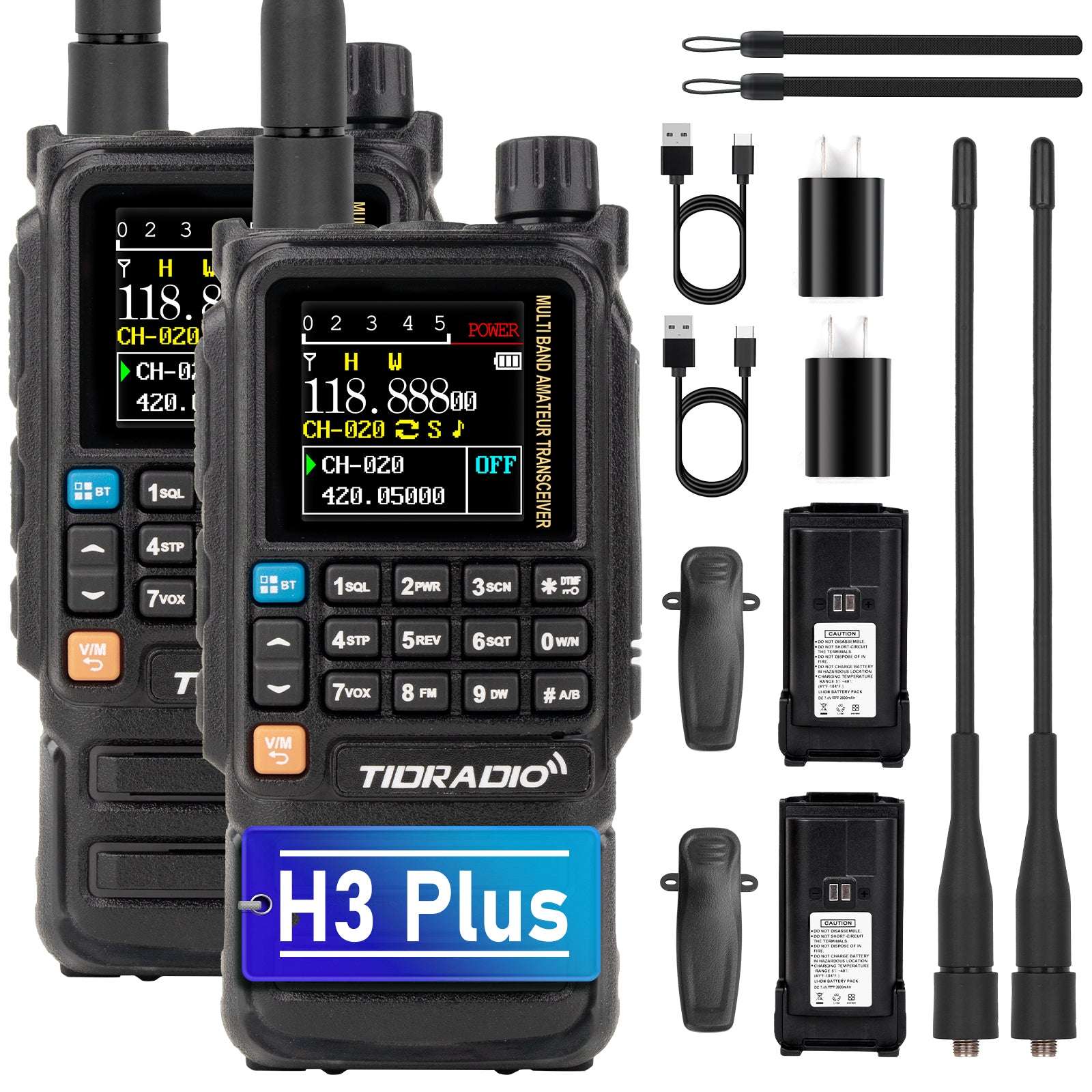 TD H3 Plus 5W Bluetooth GMRS Two-Way Radio - Long Range Walkie Talkies for Adults (2 Pack/4 Pack Options) - Perfect for Outdoor Adventures, Construction Sites & Emergency Communication