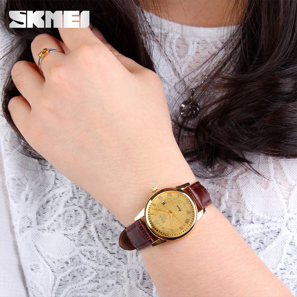SKMEI Couples Watches - His & Hers Matching Set for Valentine's Wedding Gifts | Waterproof Fashion Quartz Watch for Date Nights & Anniversaries