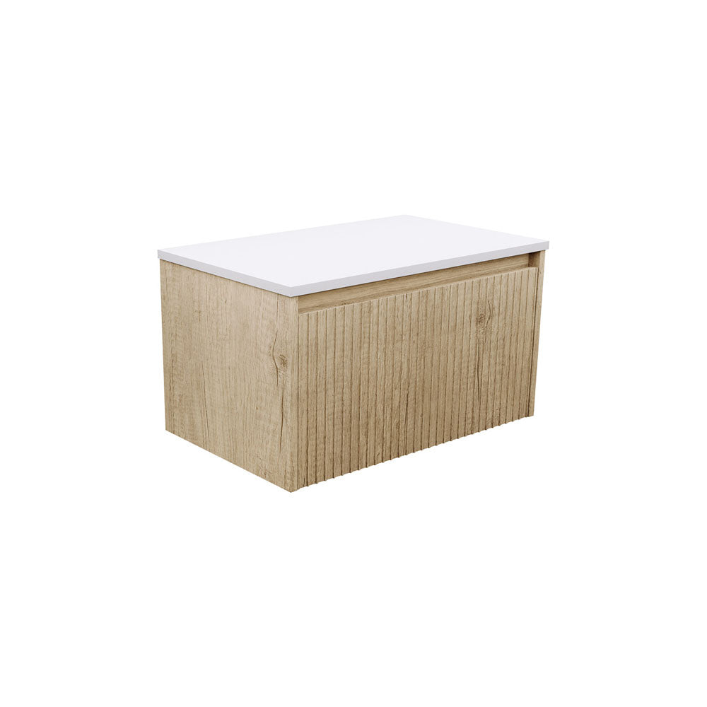 Fienza 75RS C Alina Fluted Scandi Oak 750 Wall Hung Cabinet - Modern Kitchen Storage Solution for Small Spaces & Bathroom Organization (Cabinet Only, No Top Included)