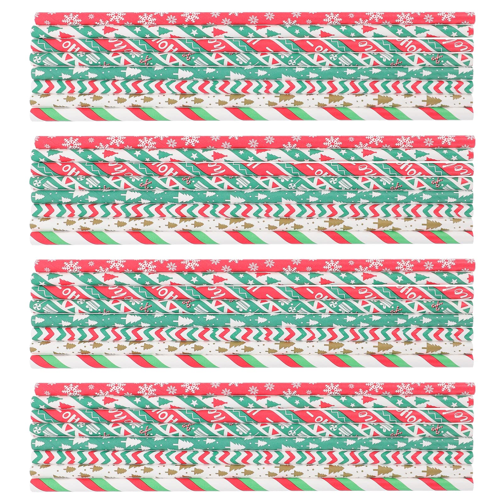200pcs Christmas Paper Straws - Striped Holiday Drinking Straws for Juice, Party, Dessert & Decoration | Perfect for Christmas Celebrations, Seasonal Parties & Banquet Decor