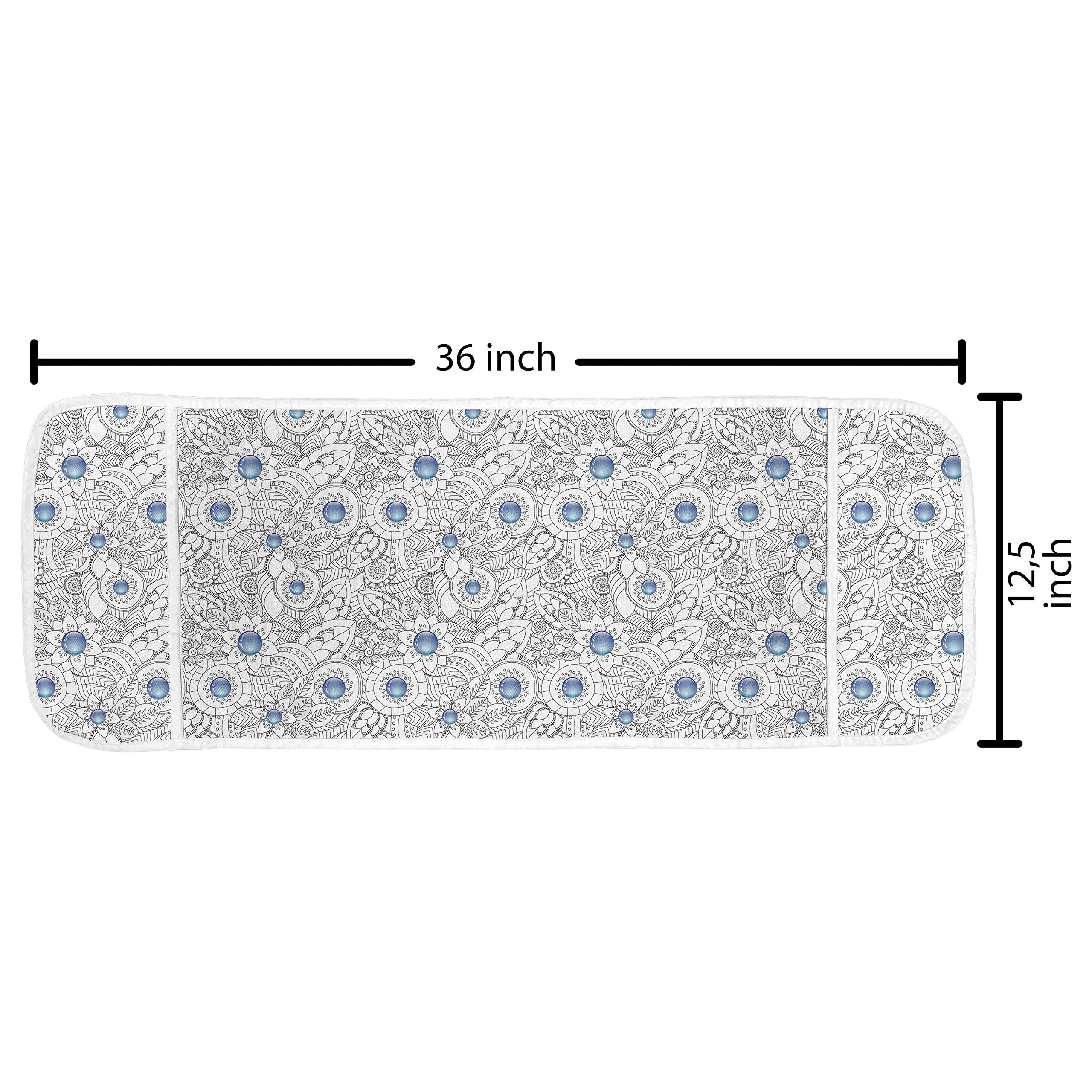 Ambesonne Floral Microwave Cover - Hand Drawn Blue Dots & Leaves Design, Waterproof Kitchen Organizer with Pockets, 36