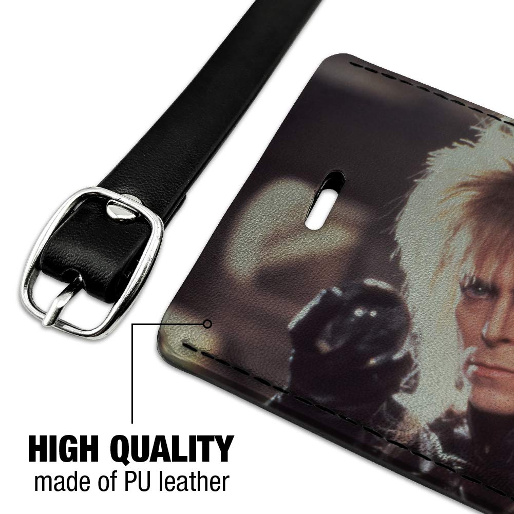 Labyrinth Goblin King Crystal Ball Rectangle Leather Luggage Tag - Vintage Gothic Travel ID Card Holder for Suitcases & Backpacks - Perfect for Cosplay, Halloween & Fantasy Themed Events
