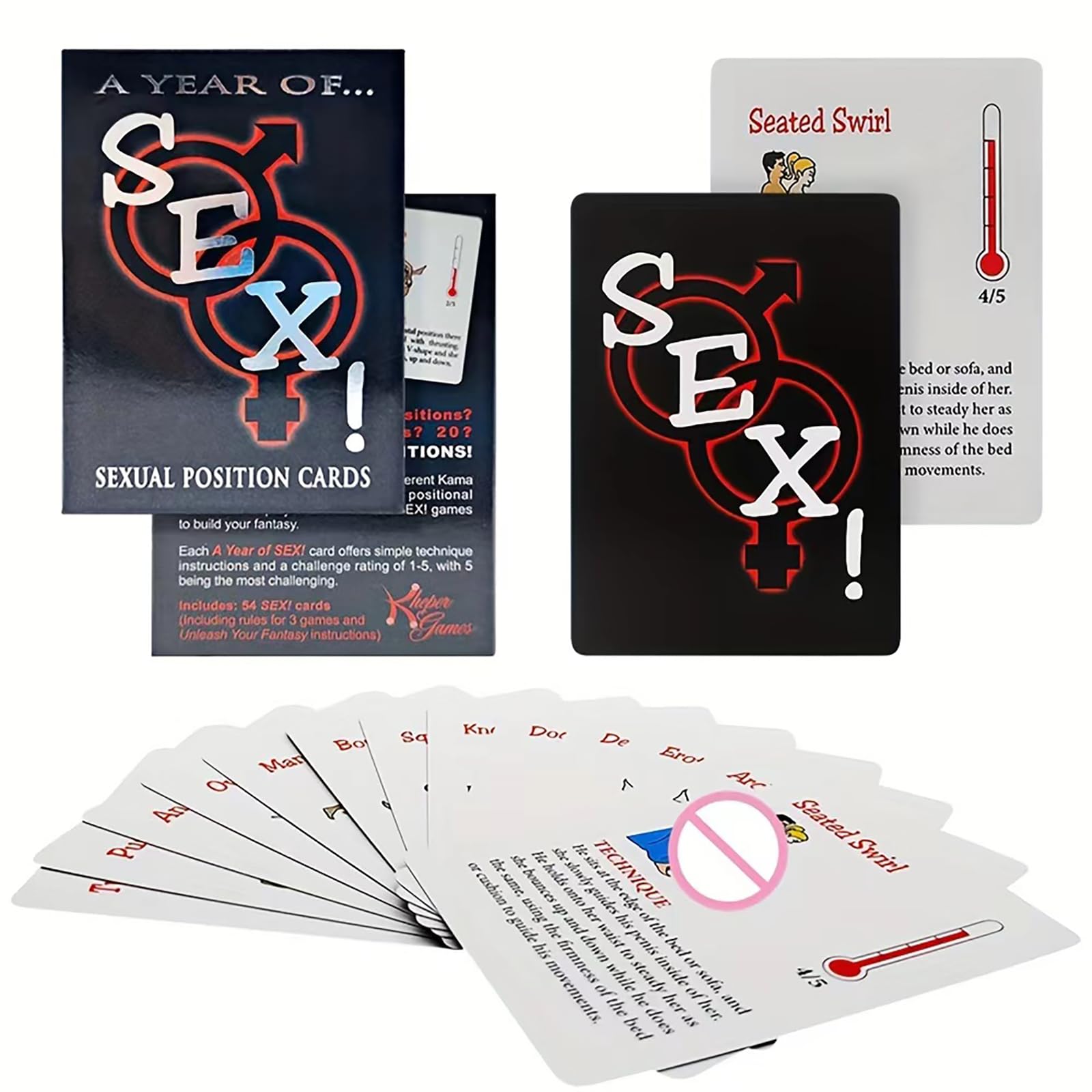 Adult Sex Position Cards for Couples - Fun & Intimate Date Night Game with Illustrated Positions - Perfect for Spicing Up Married Life & Romantic Evenings