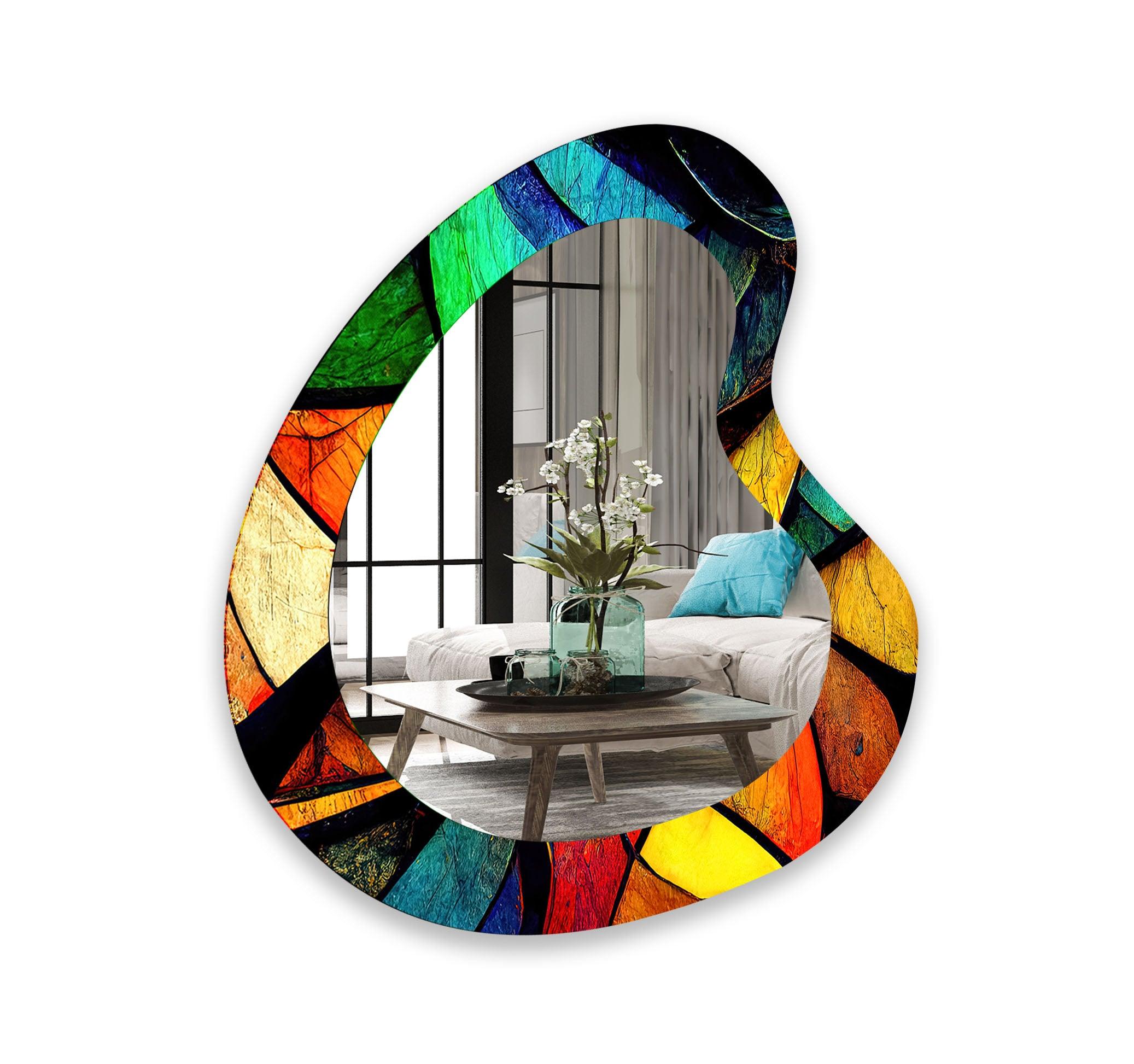 Stylish Modern Asymmetrical Wall Mirror - Unique Decorative Home Accent for Living Room, Bedroom & Entryway Decor