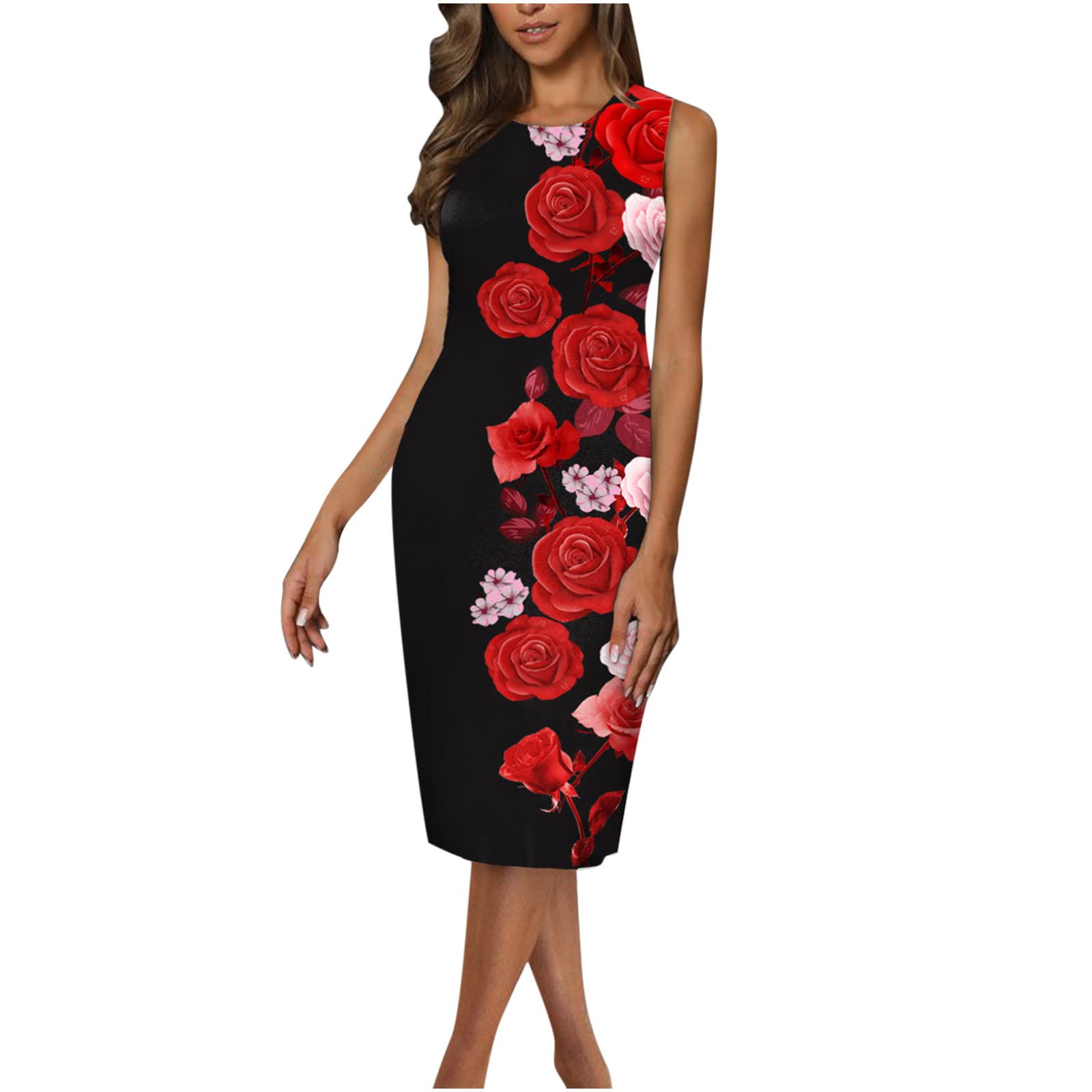 Women's Summer Dresses 2022 - Casual Floral Print Sleeveless A-Line Maxi Dress with V-Neck | Slimming Party & Evening Wear | Perfect for Beach, Vacation & Outdoor Events