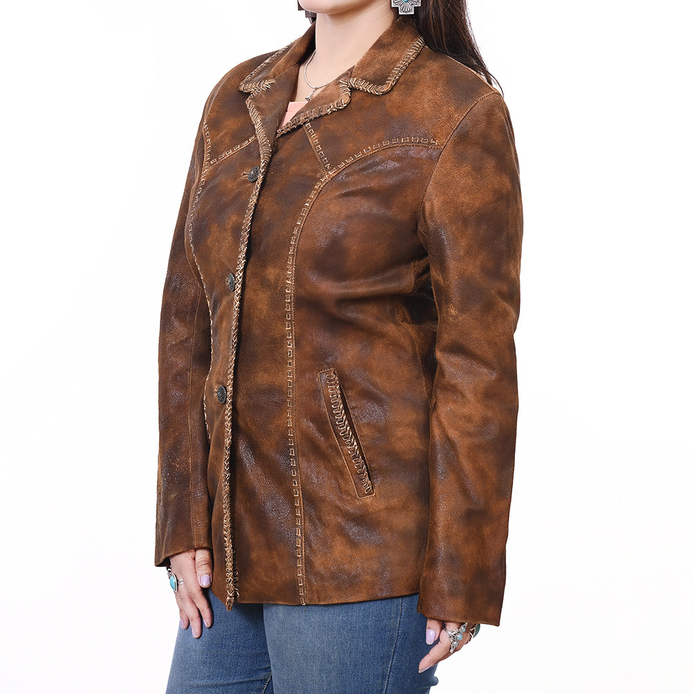 Vintage Leather Shirt Jacket Dress for Women - Genuine Retro Style Ladies Fashion Outerwear - Perfect for Casual Outings, Date Nights & Fall Layering