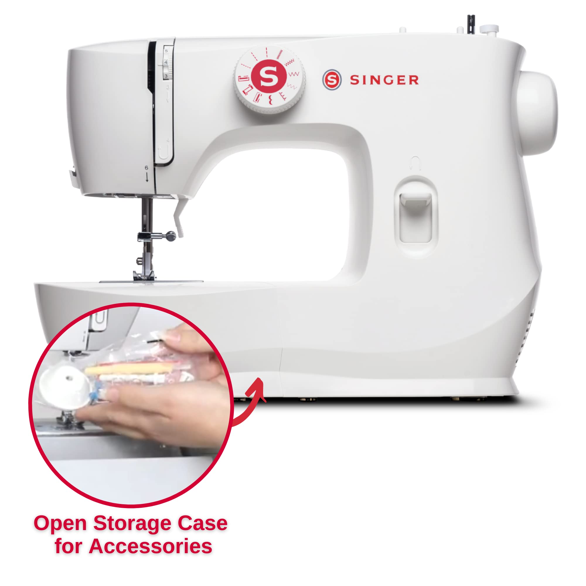 SINGER MX60 Lightweight Portable Sewing Machine with 57 Stitch Applications, LED Light & Foot Pedal | Complete Accessory Kit & 4-step Buttonhole | Perfect for Home Sewing, Quilting, Dressmaking & DIY Crafts | Beginner Friendly Sewing Machine for Mending & Alterations