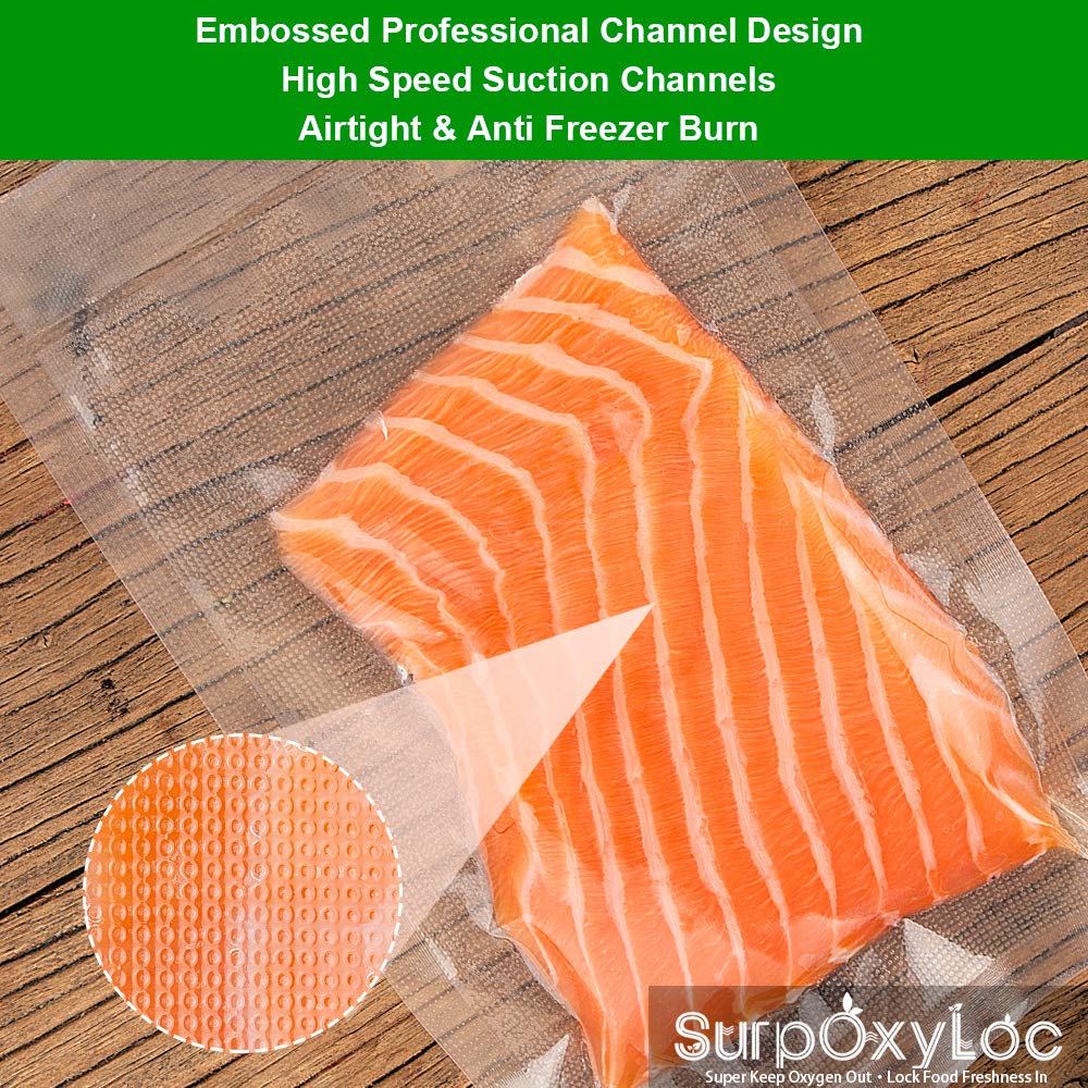 SurpOxyLoc 200 Pint Size 6x10 Inch BPA Free Heavy Duty Vacuum Sealer Bags for Food Storage | Commercial Grade Freezer Safe Sous Vide Bags | Pre-Cut Universal Design Works with All Vacuum Sealers | Perfect for Meal Prep, Freezing Meat & Long-Term Food Preservation