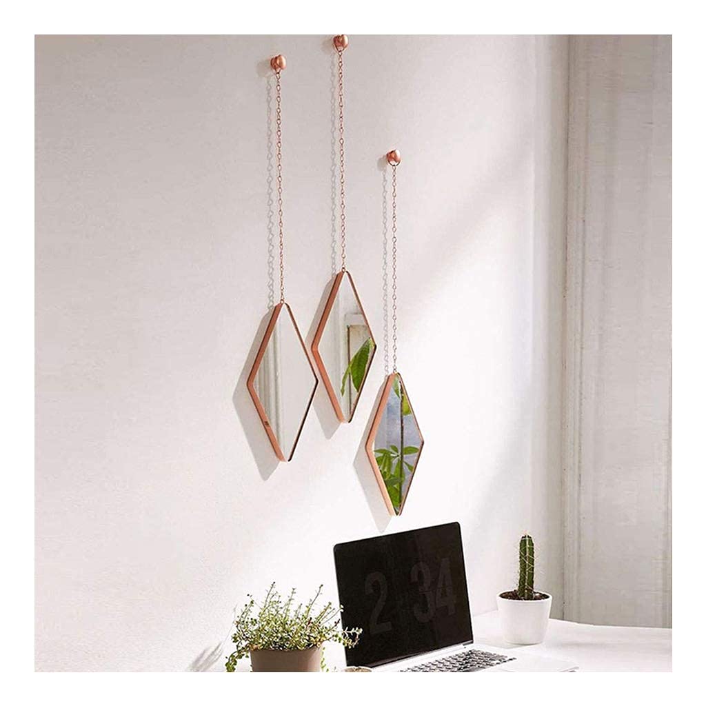 FMOGE 3-Pack Modern Wall Mirrors Set - Hexagon Metal Hanging Mirror for Living Room, Bedroom, Bathroom & Hallway Decor | Makeup Mirror & Home Decoration | Perfect for Vanity, Entryway & Interior Design