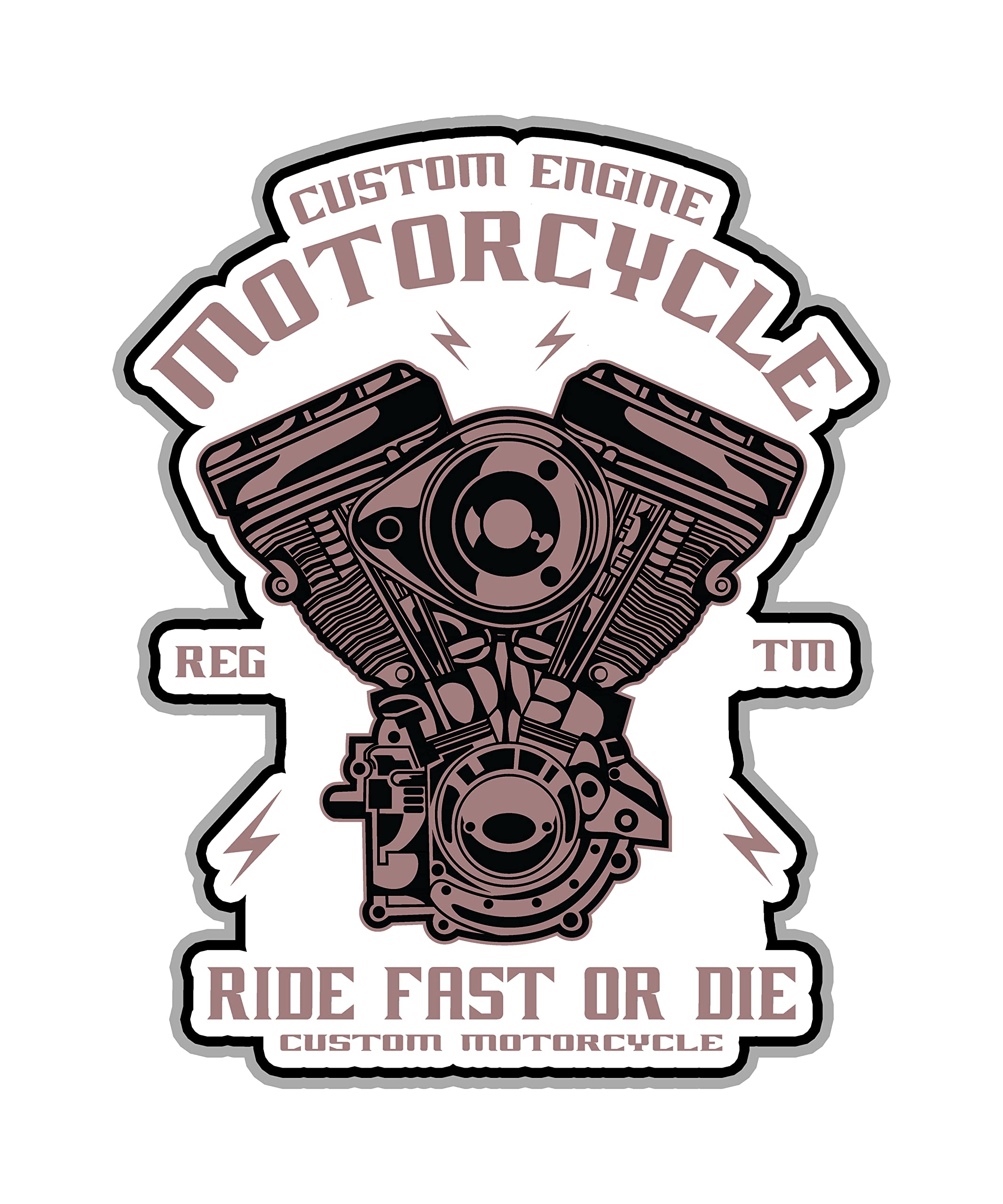 Custom Engine Motorcycle 6-Inch Vinyl Decal Sticker - Durable Waterproof Weatherproof Adhesive for Laptops, Cars, Helmets, Water Bottles - Perfect for DIY Decoration, Personalization & Gift Giving