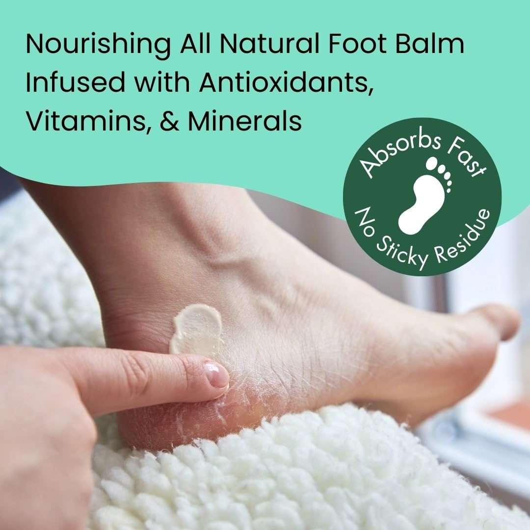 MONA Natural Foot Balm for Dry Cracked Feet & Heels - Moisturizing Foot Cream for Athletes & Runners - Callus Repair & Foot Odor Treatment with Eucalyptus & Lemon - 2.0 Oz - Perfect for Post-Workout Recovery & Daily Foot Care