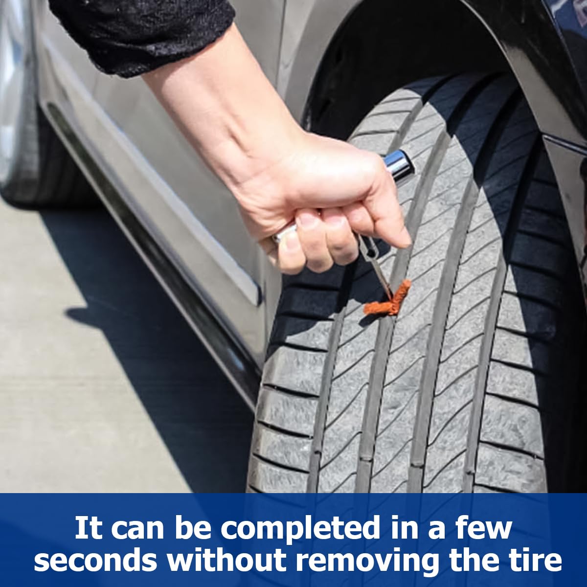 BESULEN 46-Piece Heavy Duty Tire Repair Kit - Universal Tire Plug & Patch Kit for Motorcycle, Truck, Tractor, Trailer, RV, SUV & ATV - Emergency Puncture Fix Tool for Flat Tires (Great for Roadside Emergencies & Off-Road Adventures)