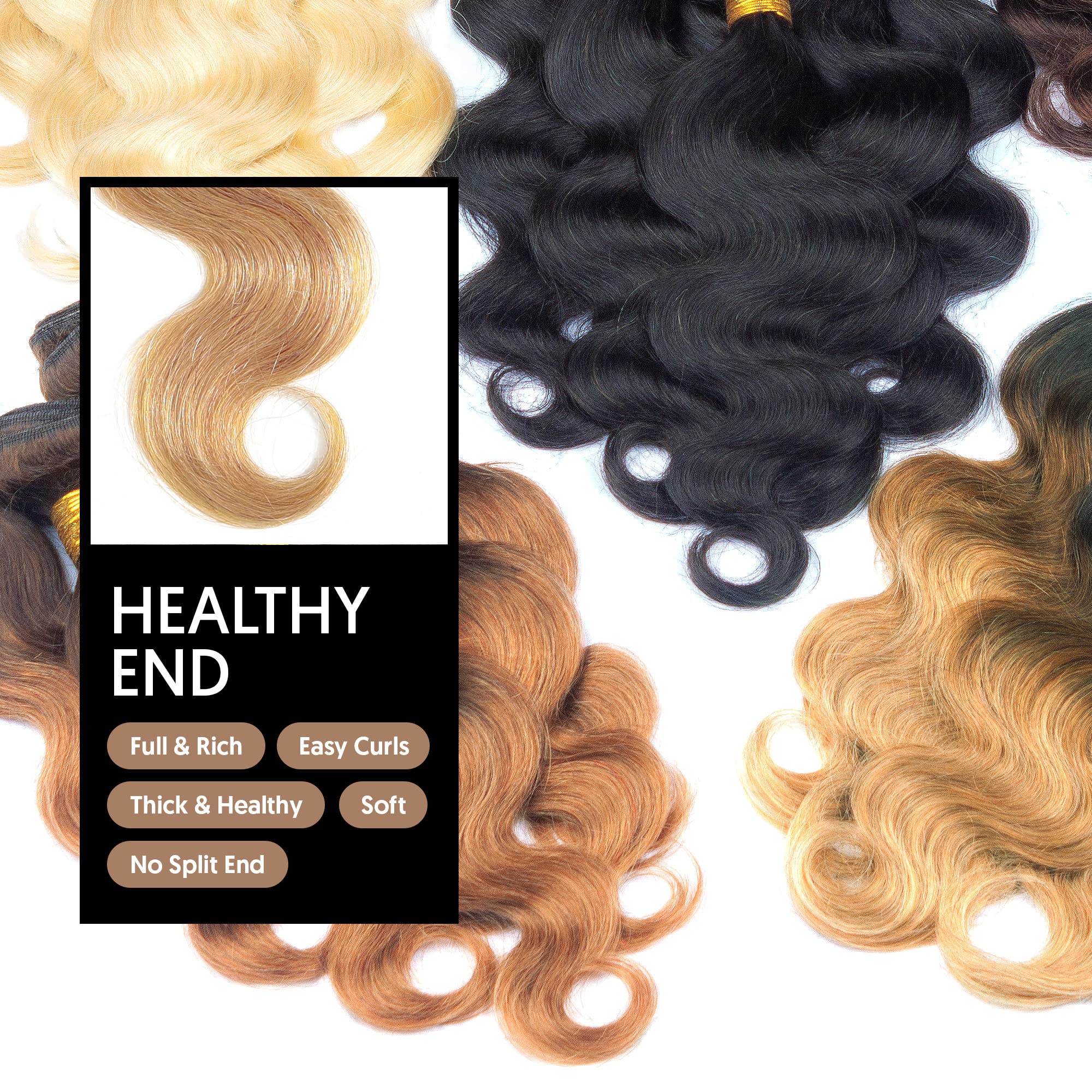 15A Brazilian Human Hair Bundles 100% Unprocessed Virgin Remy Hair - Body Wave 3 Bundles (T1B/4/27, 20