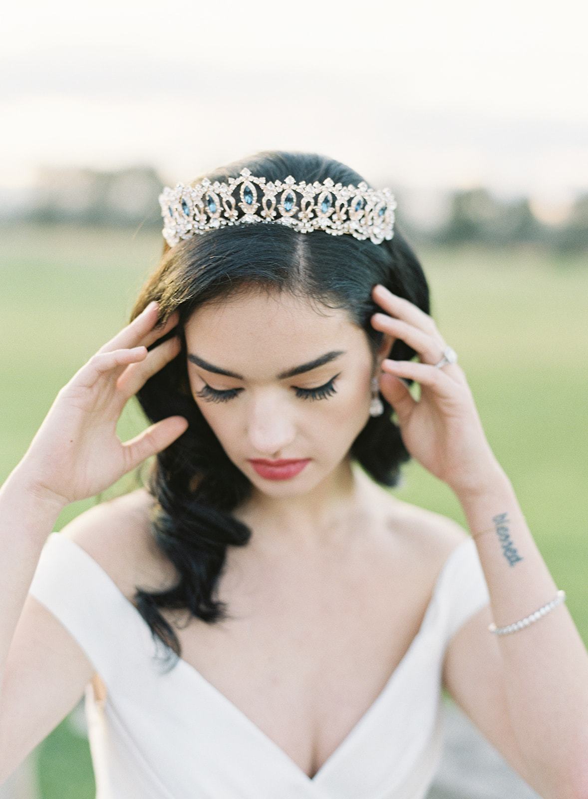 Elegant SERENA Silver Tiara with London Blue Topaz & Swarovski Crystals - Perfect for Weddings, Prom, and Special Occasions