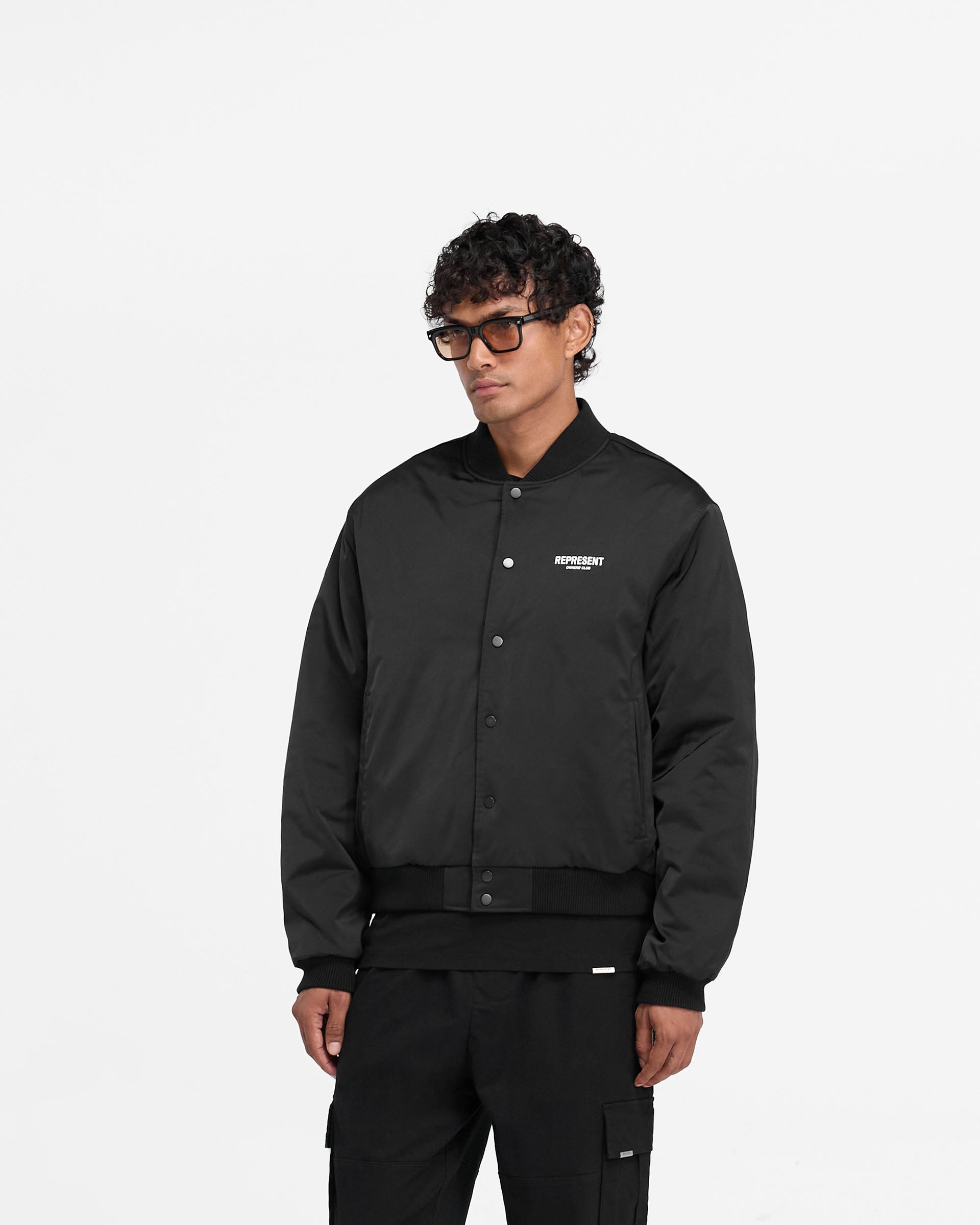 Represent Owners Club Souvenir Jacket - Black | Vintage Baseball Style Varsity Jacket for Men & Women | Perfect for Streetwear, Casual Outfits & Hip Hop Fashion