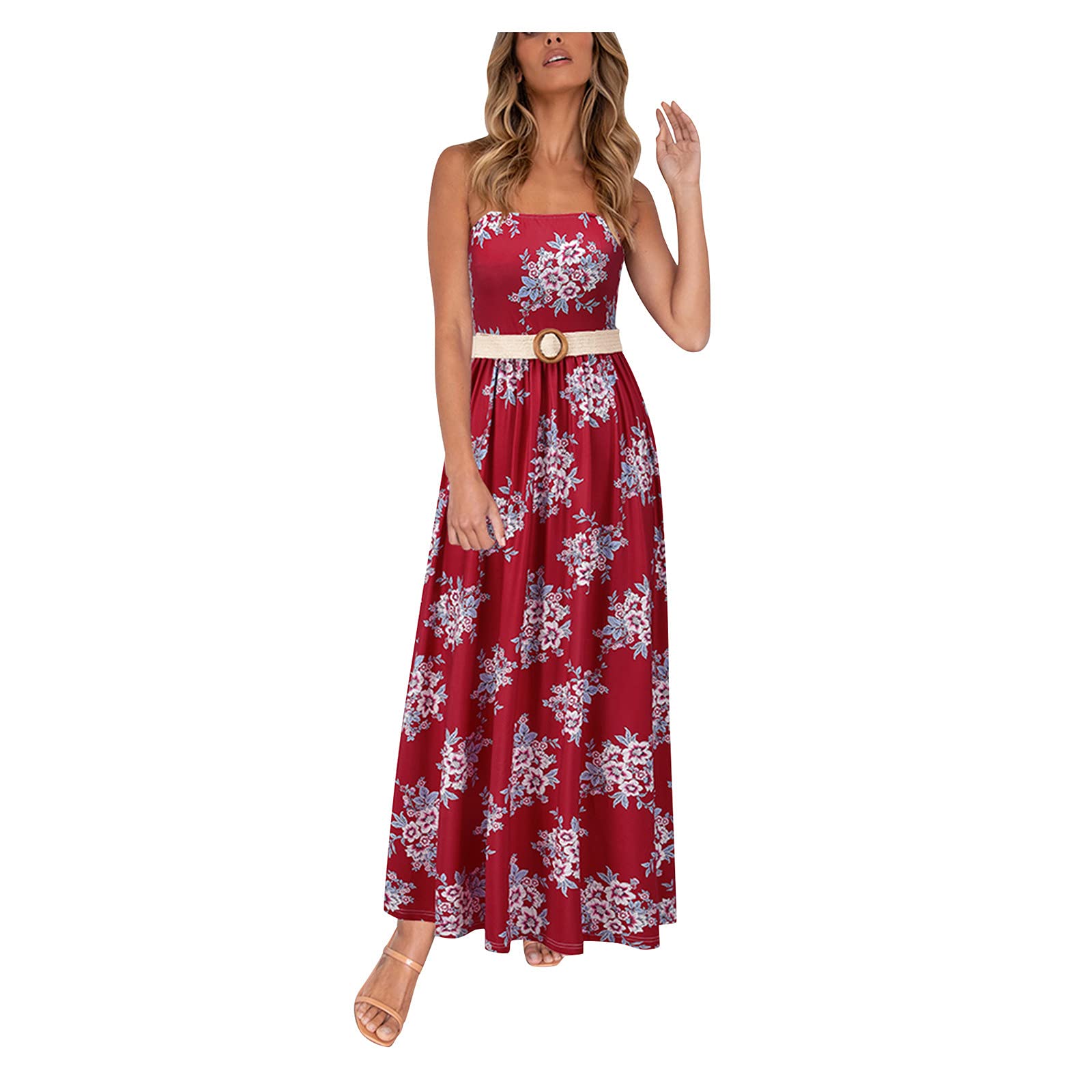 ETHKIA Women's Floral Print Sleeveless Summer Dress - Casual Long Sling Dress for Women | Perfect for Beach Vacations, Date Nights & Summer Outings