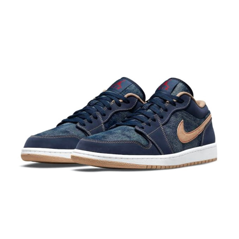 Air Jordan 1 Low SE Sneakers - Denim Grey Men's Basketball Shoes for Casual Wear & Street Style