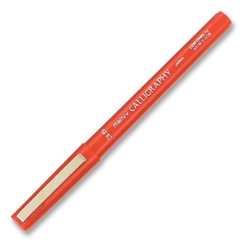 Marvy Calligraphy Marker - 3.5mm Fine Tip Brush Pen - Vibrant Red Ink & Barrel - Perfect for Hand Lettering, Scrapbooking & Art Projects