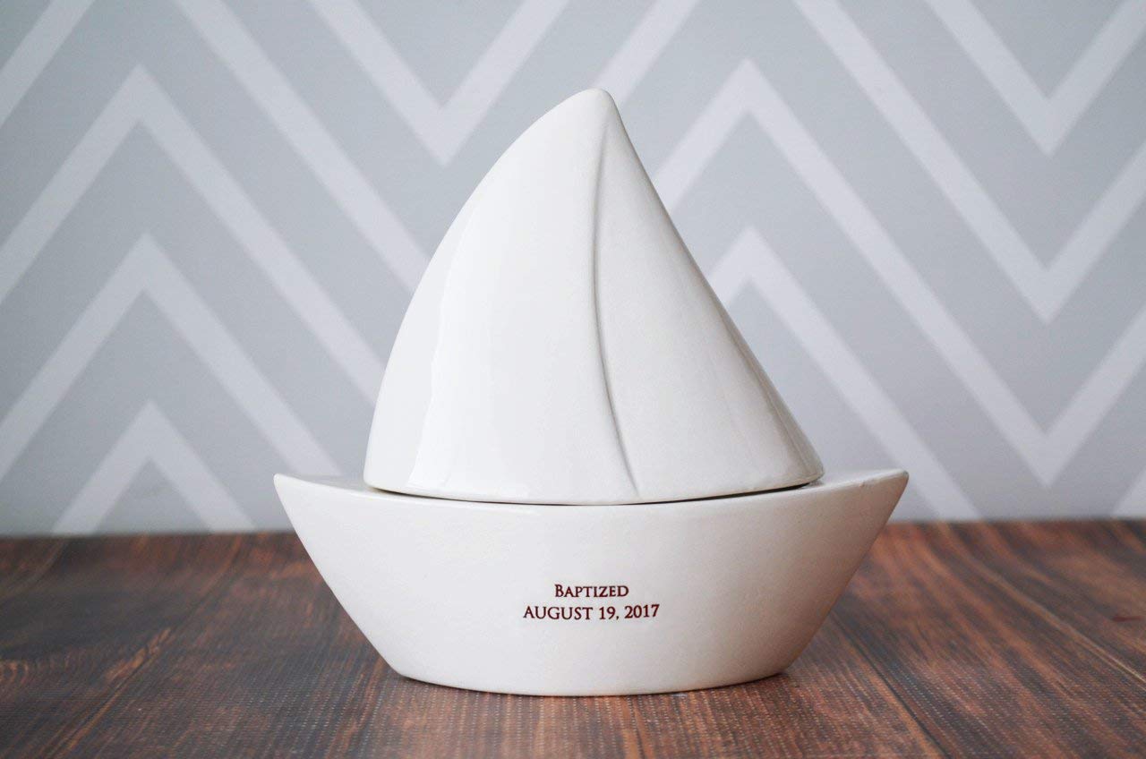 Personalized Sailboat Box - Unique Baptism, Baby & First Communion Gift - Perfect for Christenings, Newborns & Religious Celebrations