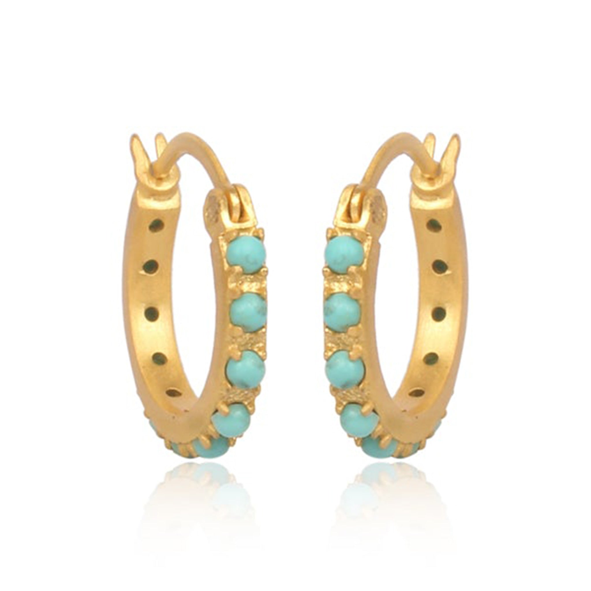 Turquoise Huggie Earrings for Women - Dainty Hoop Earrings for Daily Wear, Gift Giving & Special Occasions