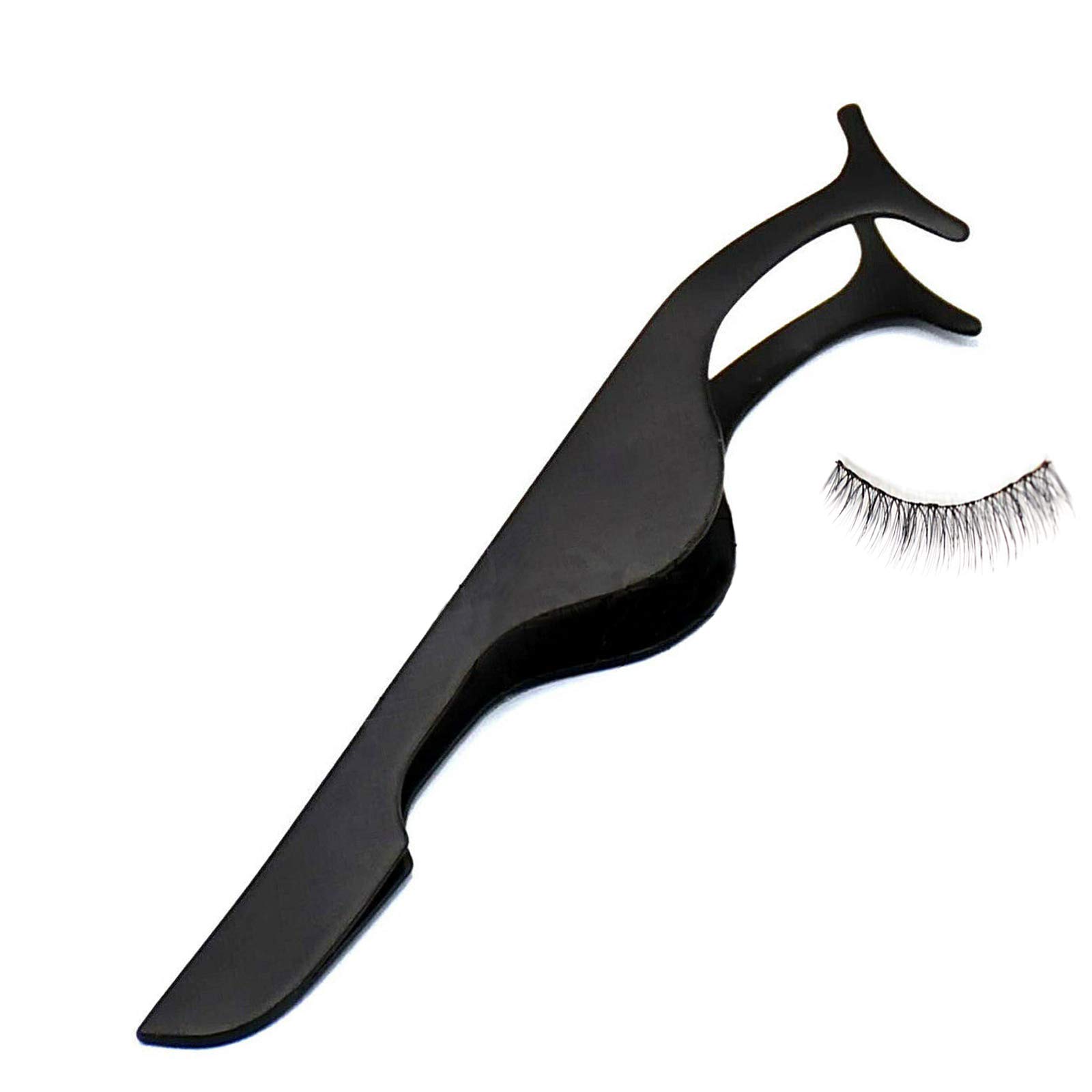 OdontoMed2011® Black False Eyelash Applicator - Professional Eyelash Extension Tweezers for Easy Lash Application & Removal - Magnetic Stainless Steel Lash Tool - Perfect for Salon, Home Use & DIY Lash Extensions