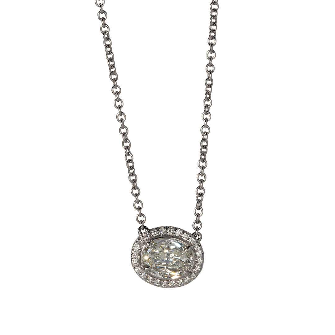 1.14ctw L’Amour Crisscut Oval Diamond Halo Pendant Necklace - Elegant Jewelry Gift for Women, Perfect for Weddings, Anniversaries & Special Occasions