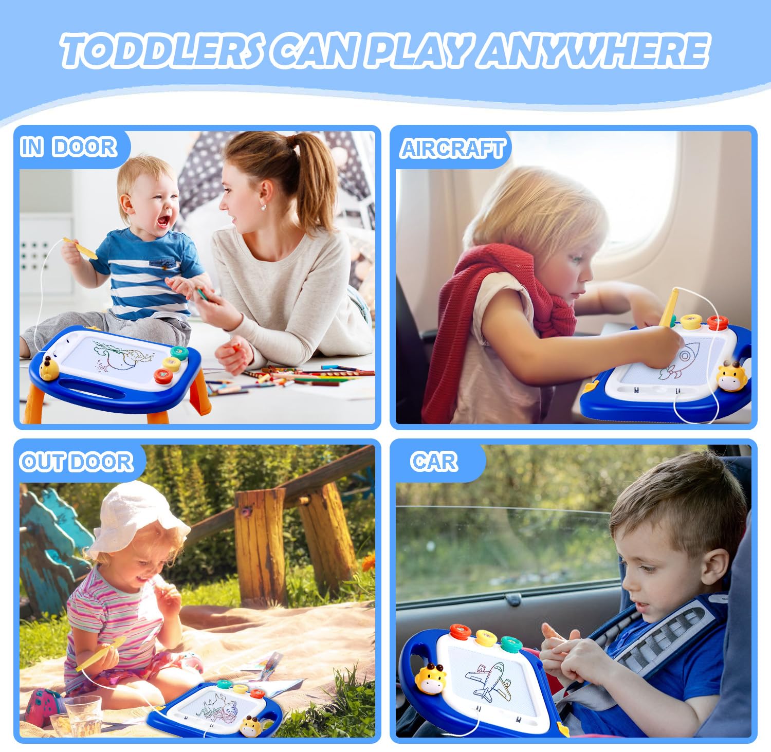 Magnetic Drawing Doodle Board for Toddlers 1-4 Years Old - Educational Learning Sketch Pad Toy for Boys & Girls - Perfect Birthday Gift for 1, 2, 3 Year Old Kids - Ideal for Home, Travel & Preschool Activities