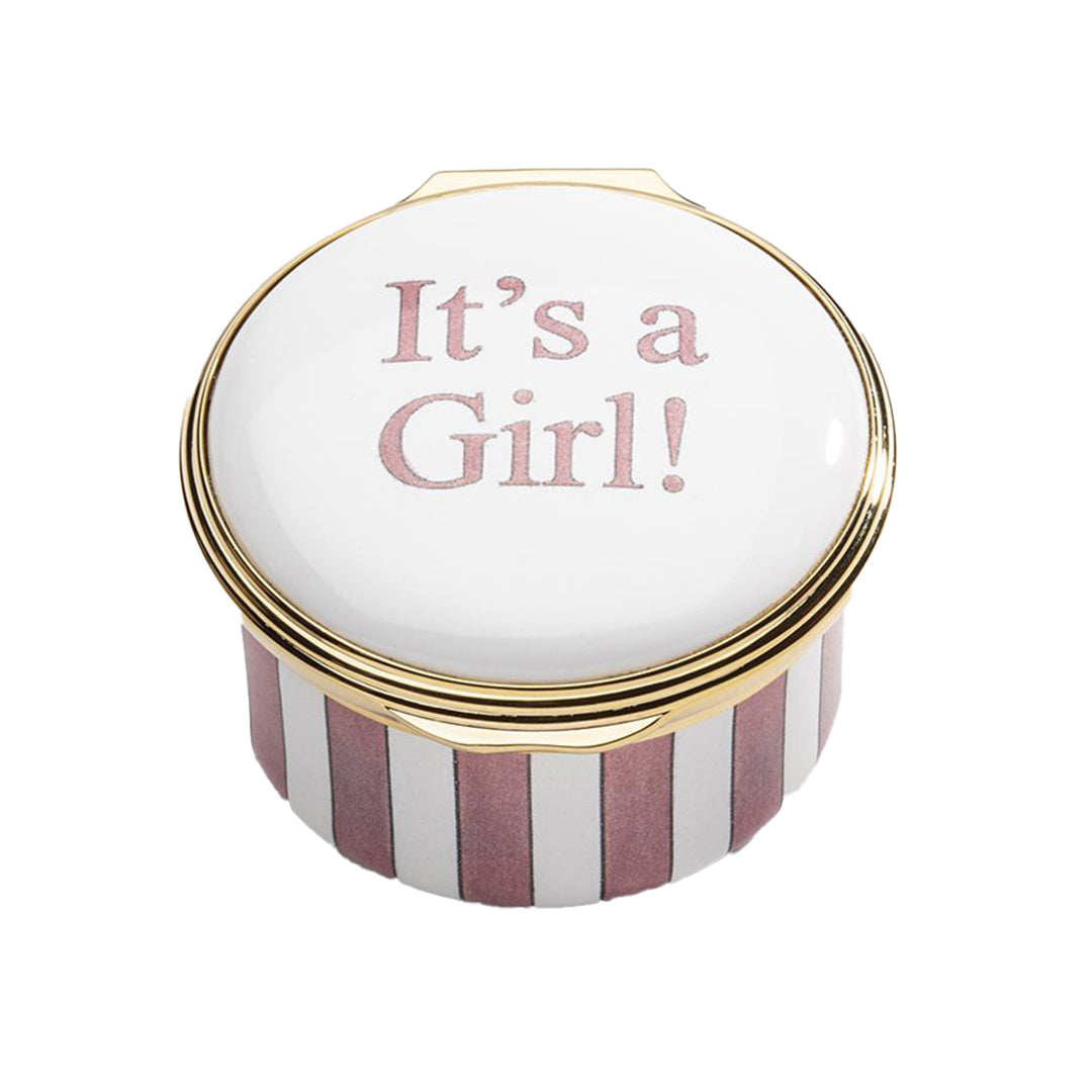 Personalized It's a Girl Enamel Keepsake Box - Perfect for Baby Shower Gifts, Newborn Announcements & Jewelry Storage