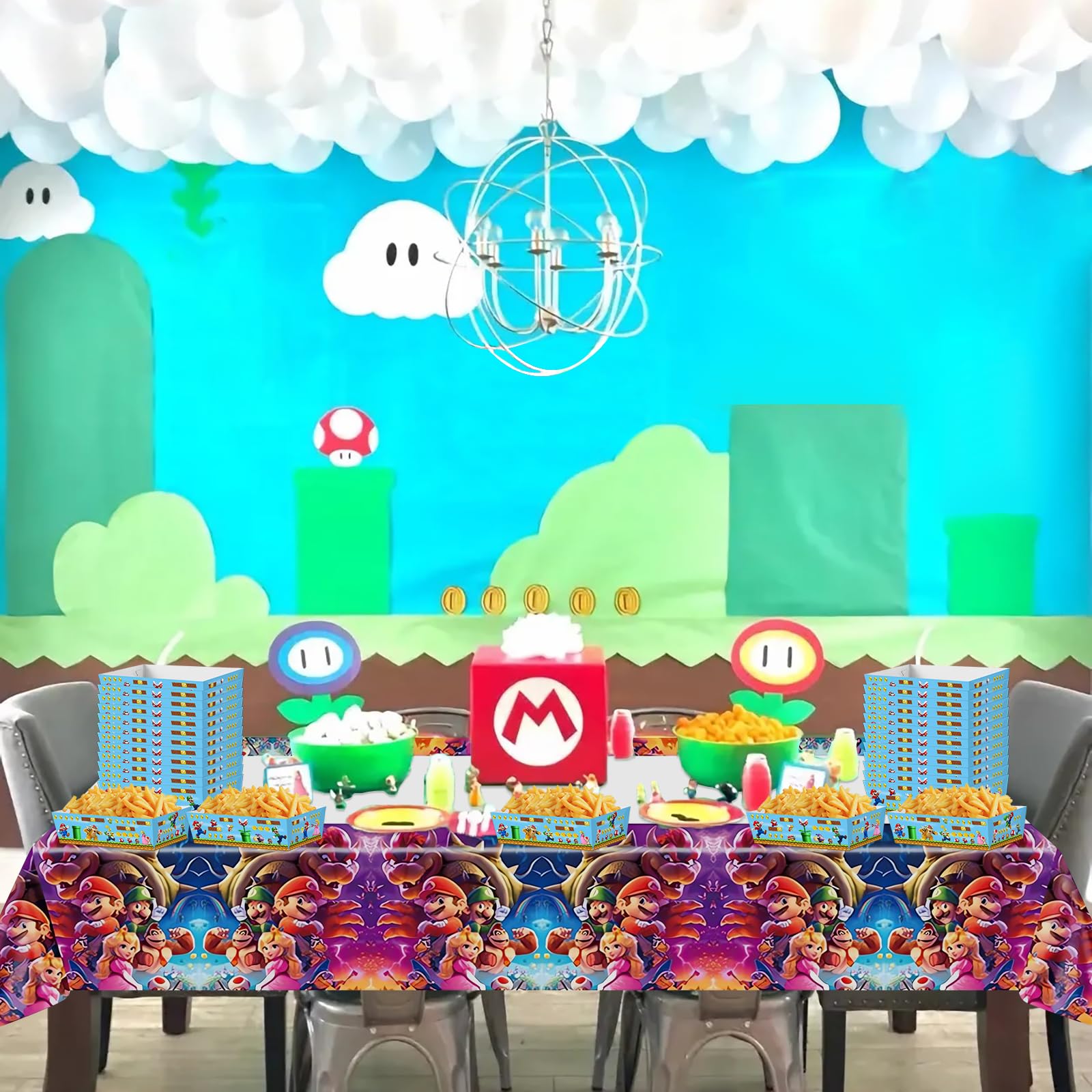 30 PCS Super Mario Paper Food Boats & Serving Trays - Mario Party Supplies for Kids Birthday Decorations - Perfect for Themed Parties, Game Nights & Fun Snack Serving
