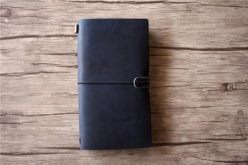Premium Personalized Leather Traveler's Notebook - Custom Engraved Blue Refillable Journal for Writing, Sketching & Daily Planning - Perfect Gift for Writers, Students & Professionals