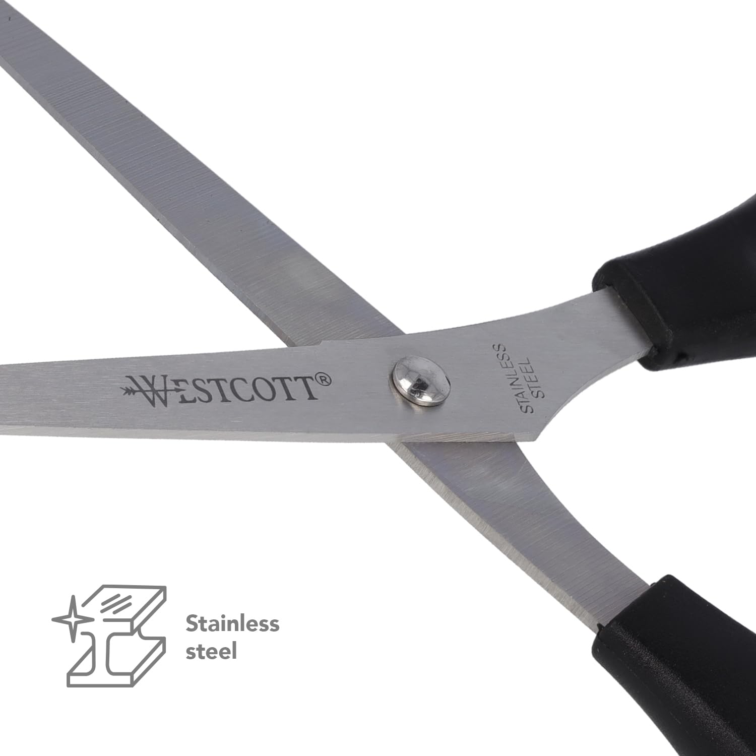 Westcott 8-Inch (20.3 cm) Stainless Steel Scissors with Black Plastic Handles - Ultra Sharp Blades for Office, Home, Crafts & School Use | Perfect for Cutting Paper, Fabric, Cardboard & DIY Projects | Model E-31181 00