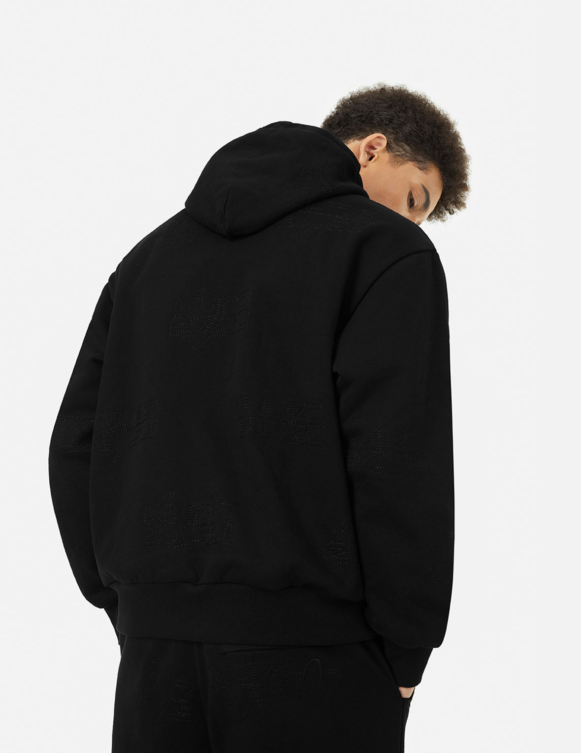 Allover Logo Regular Fit Quilting Hoodie for Men & Women - Cozy Casual Wear for Fall & Winter | Perfect for Streetwear, Loungewear and Outdoor Activities