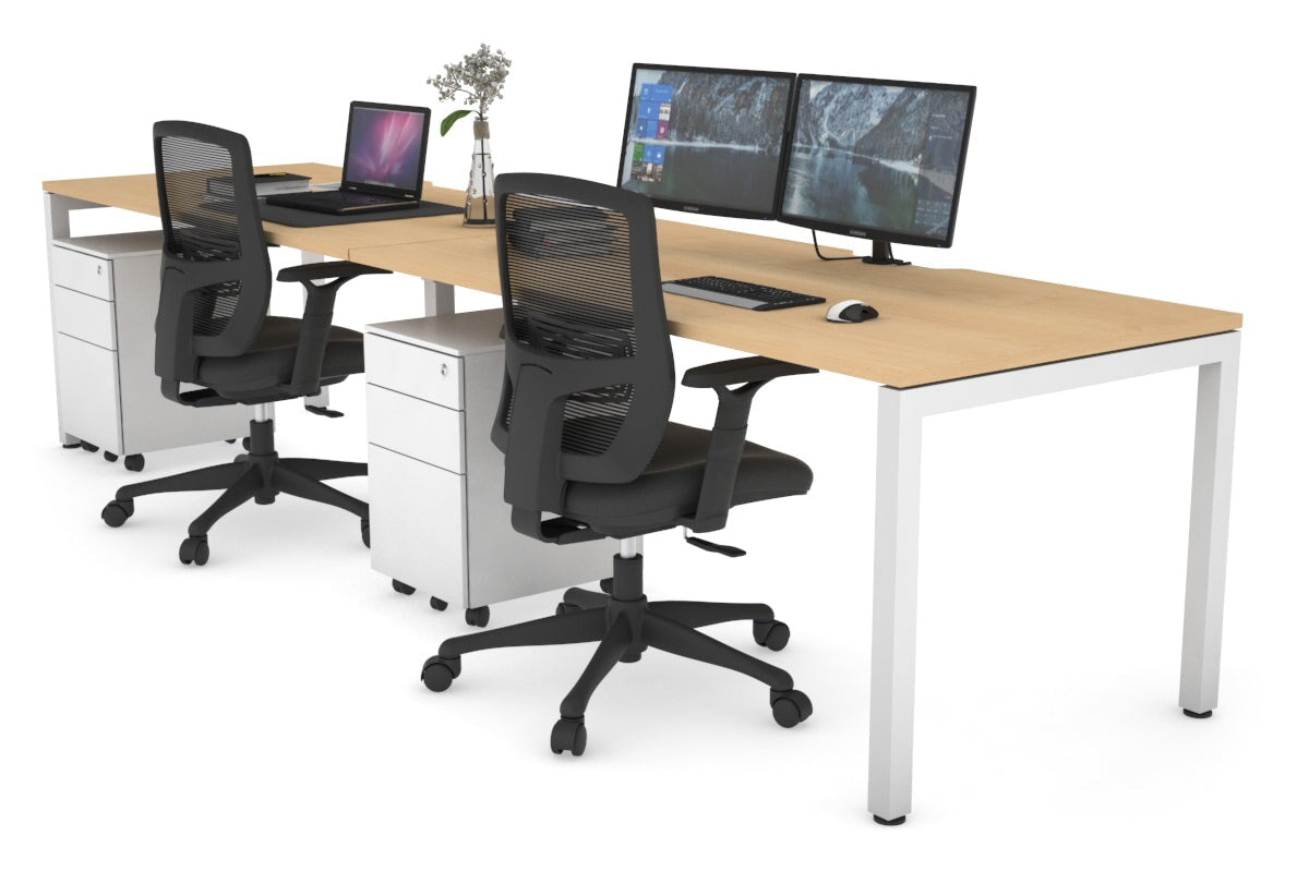 Quadro Square Legs 2 Person Office Workstation - 1200L x 800W with Cable Management - Perfect for Collaborative Workspaces & Modern Offices