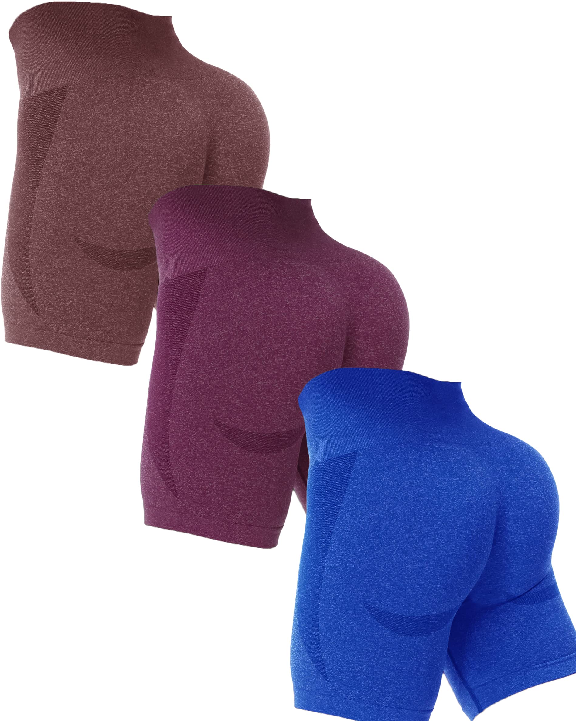 Abonlen Seamless 3-Piece Workout Shorts for Women - High Waist Yoga Running Gym Athletic Shorts | Perfect for Yoga, Running, Gym & Casual Wear