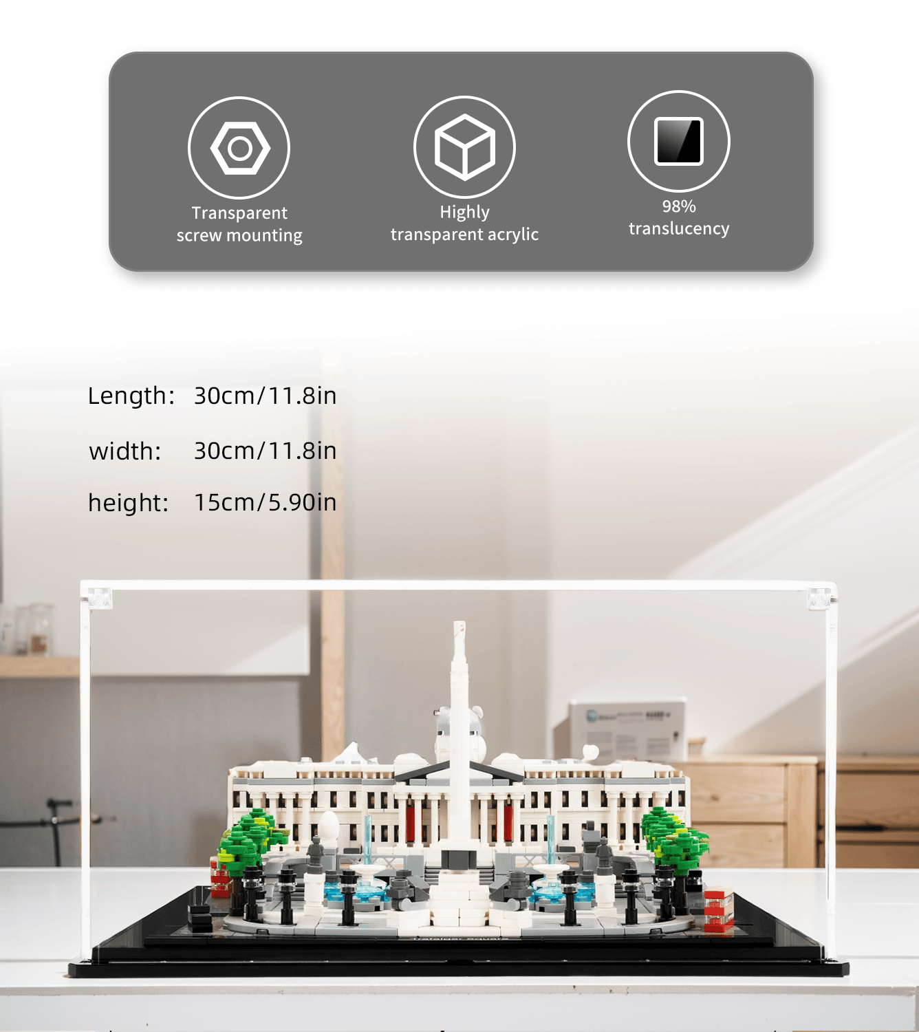 LEGO Architecture Trafalgar Square 21045 Display Case - Premium Acrylic Showcase for Collectible Building Sets - Perfect for Home Office Decor & Gift for LEGO Fans