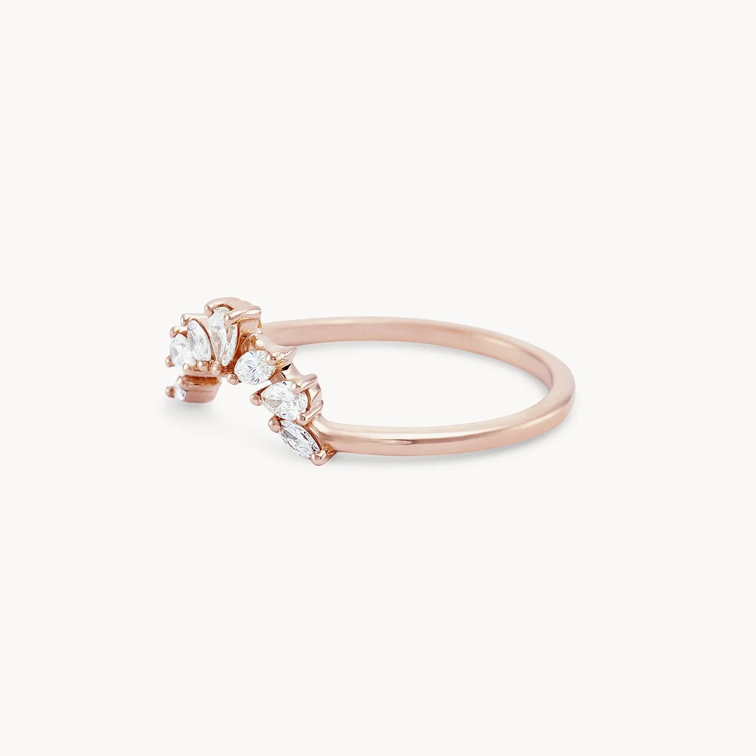 14K Rose Gold Ablaze Band with White Diamonds - Elegant Stackable Ring for Weddings, Anniversaries & Everyday Luxury