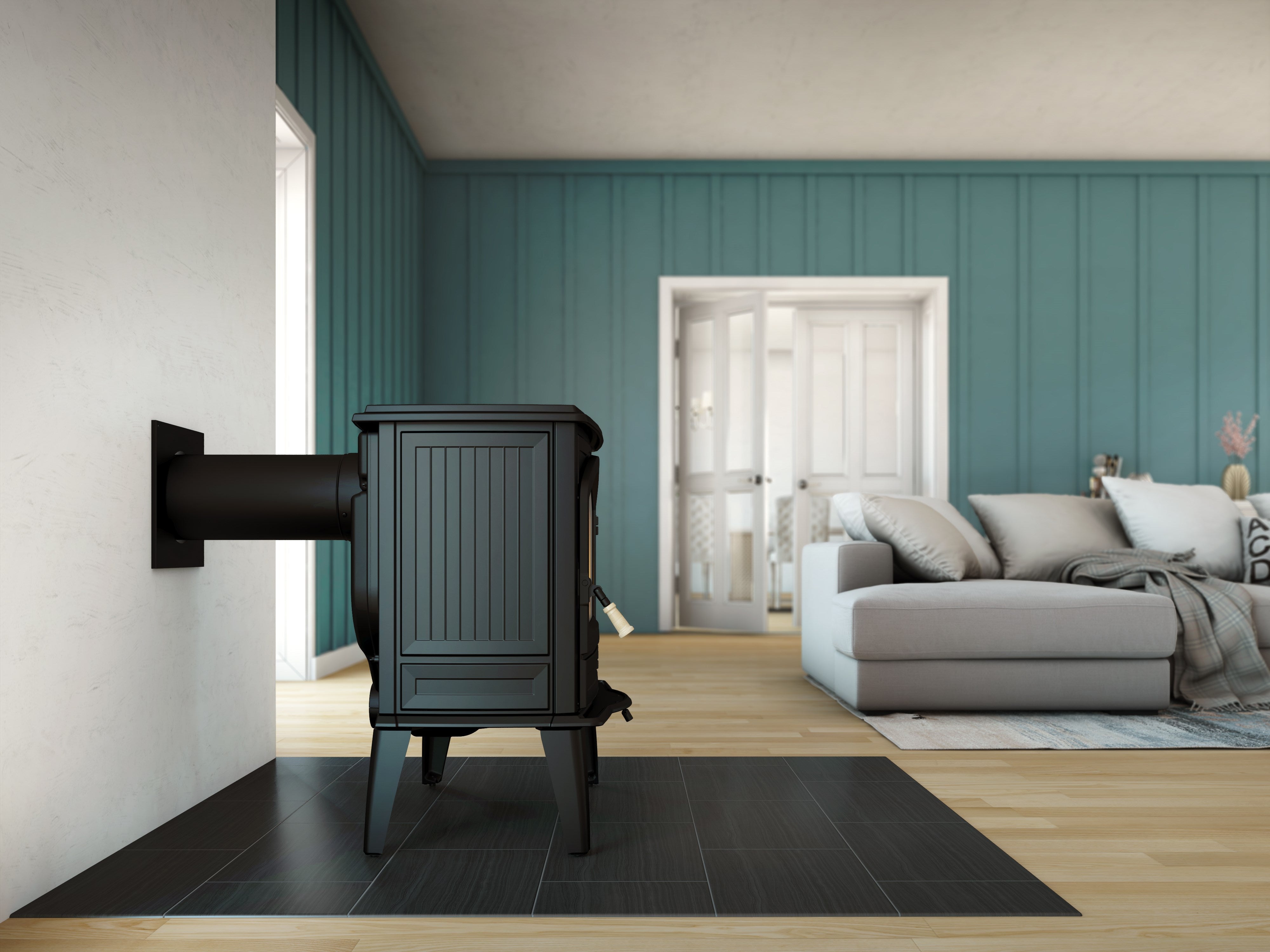 Drolet Cape Town 1800 Cast Iron Wood Stove - Efficient Heating for Homes & Cabins | DB04900 | Perfect for Indoor & Outdoor Use in Winter