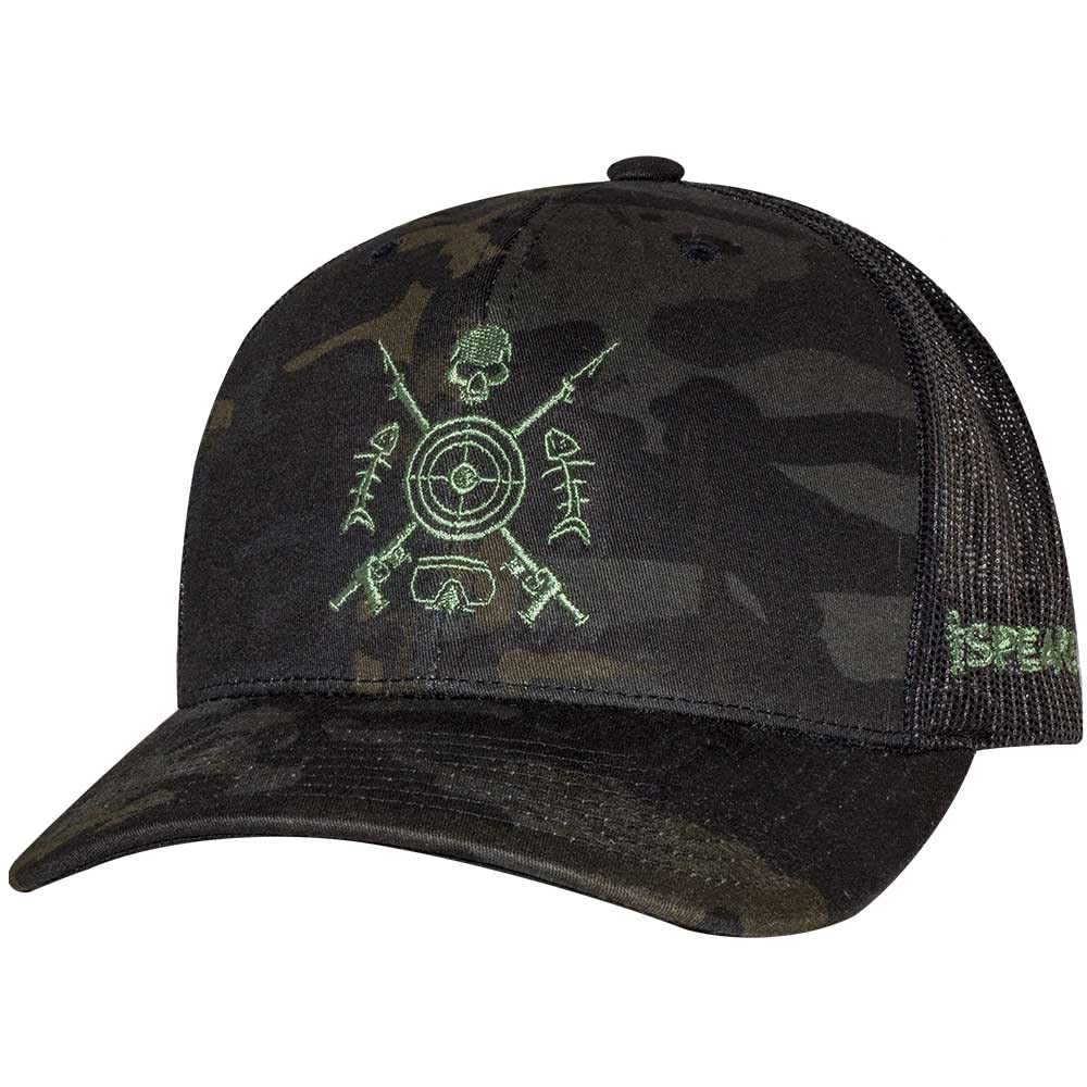 Spearfishing Bullseye Trucker Hat - Adjustable Mesh Back Cap for Fishing & Outdoor Adventures - Perfect for Beach, Boating, and Water Sports